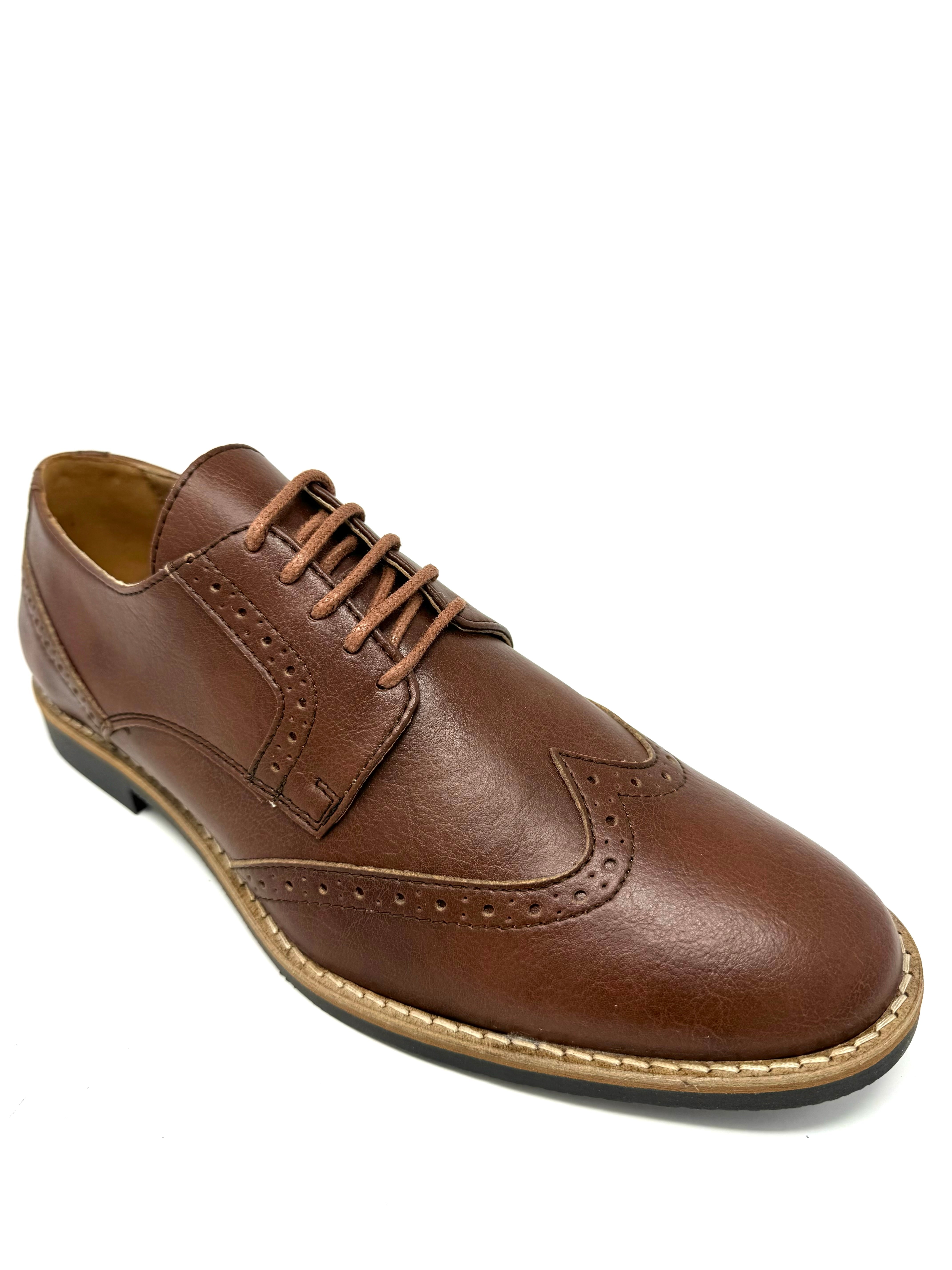 Novacas Ethan Tan Brogue Oxford Shoes for Men - Classic Comfortable Dress & Casual Wear for Office, Wedding & Everyday Use