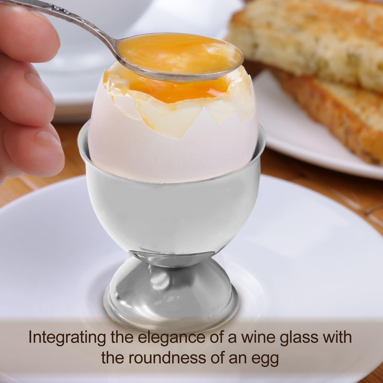 Premium Stainless Steel Egg Cups and Spoons Set of 8 - Elegant Silver Egg Holders with Matching Spoons - Perfect for Soft & Hard Boiled Eggs - Ideal for Breakfast, Brunch, Easter Decor, and Kitchen Dining Accessories