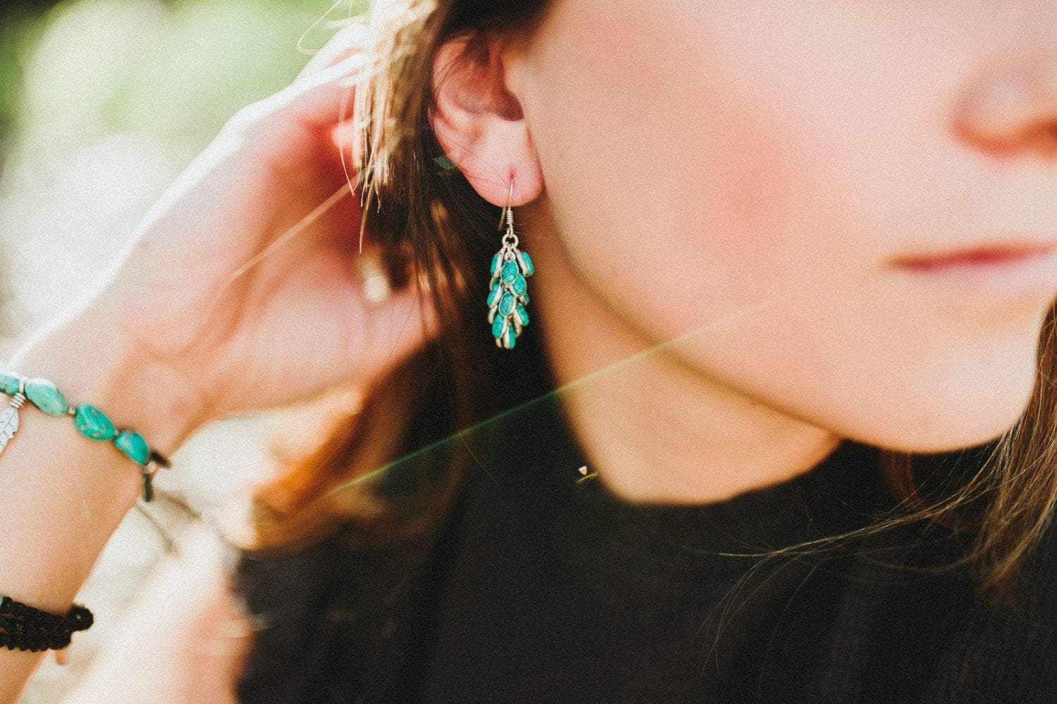 Elegant Flowing Turquoise Dangle Earrings for Women | Handmade Bohemian Jewelry | Perfect for Parties, Weddings & Everyday Wear