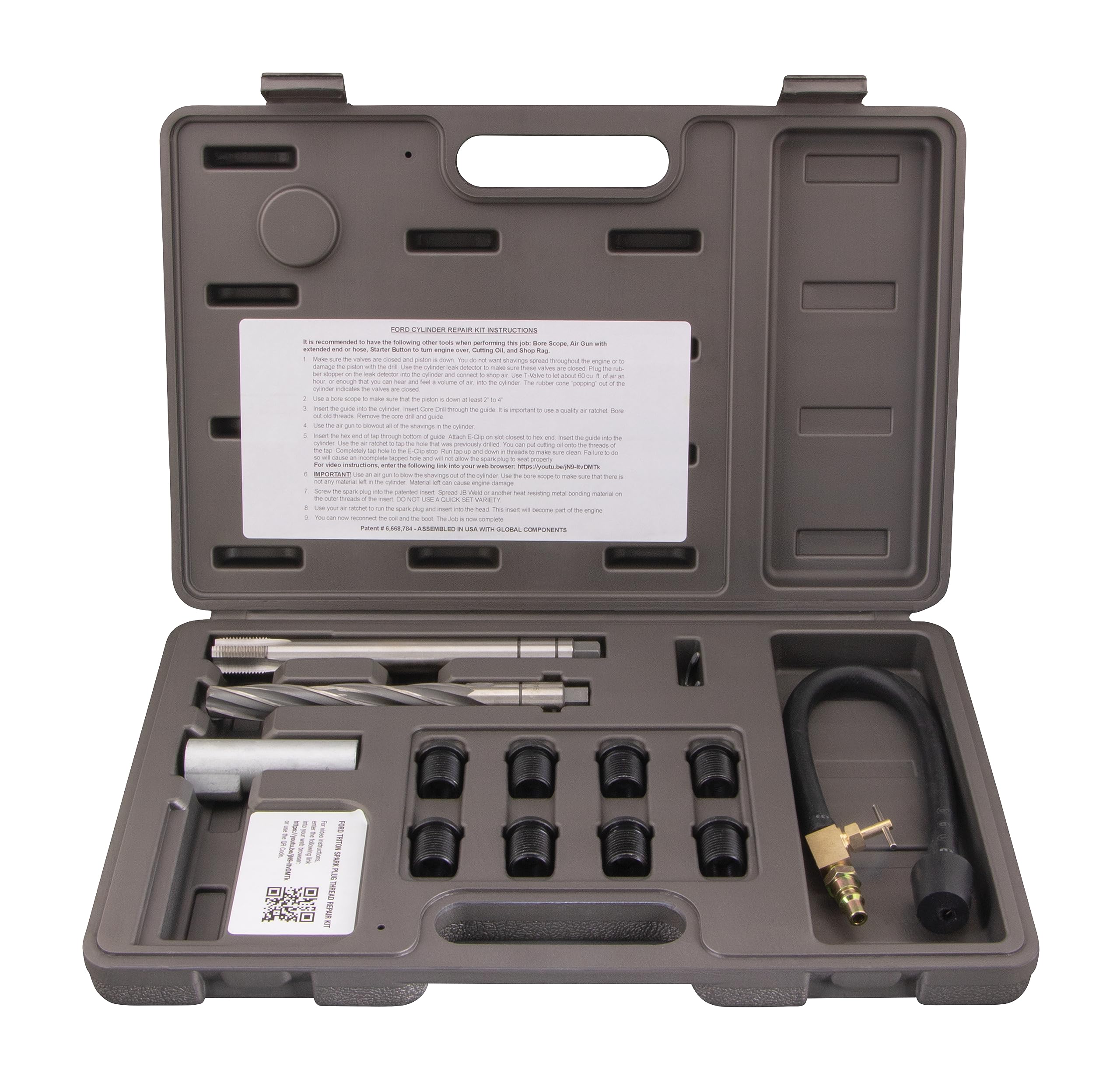 CalVan Tools 38900 Two Valve Ford Triton Spark Plug Thread Repair Kit - Professional Engine Repair Tool Set for Ford 4.6L & 5.4L V8 Engines | Perfect for Mechanics & DIY Auto Repair at Home or Garage