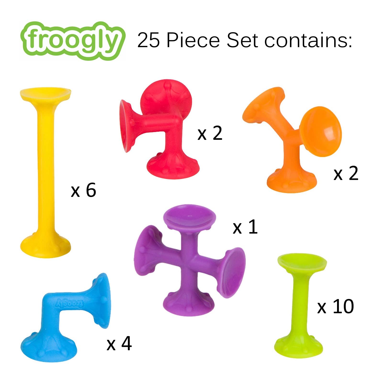 Froogly 25-Piece Suction Cup Building Toys - Montessori Educational Bath Toys for Kids Ages 3-6, Silicone Construction Set for Toddlers Boys & Girls - Perfect for Bathtime, Preschool Learning & Travel Play