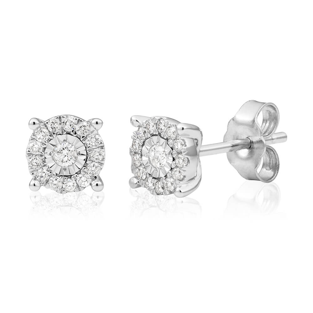 9ct White Gold Diamond Stud Earrings for Women - Elegant & Timeless Jewelry for Everyday Wear, Gifts & Special Occasions