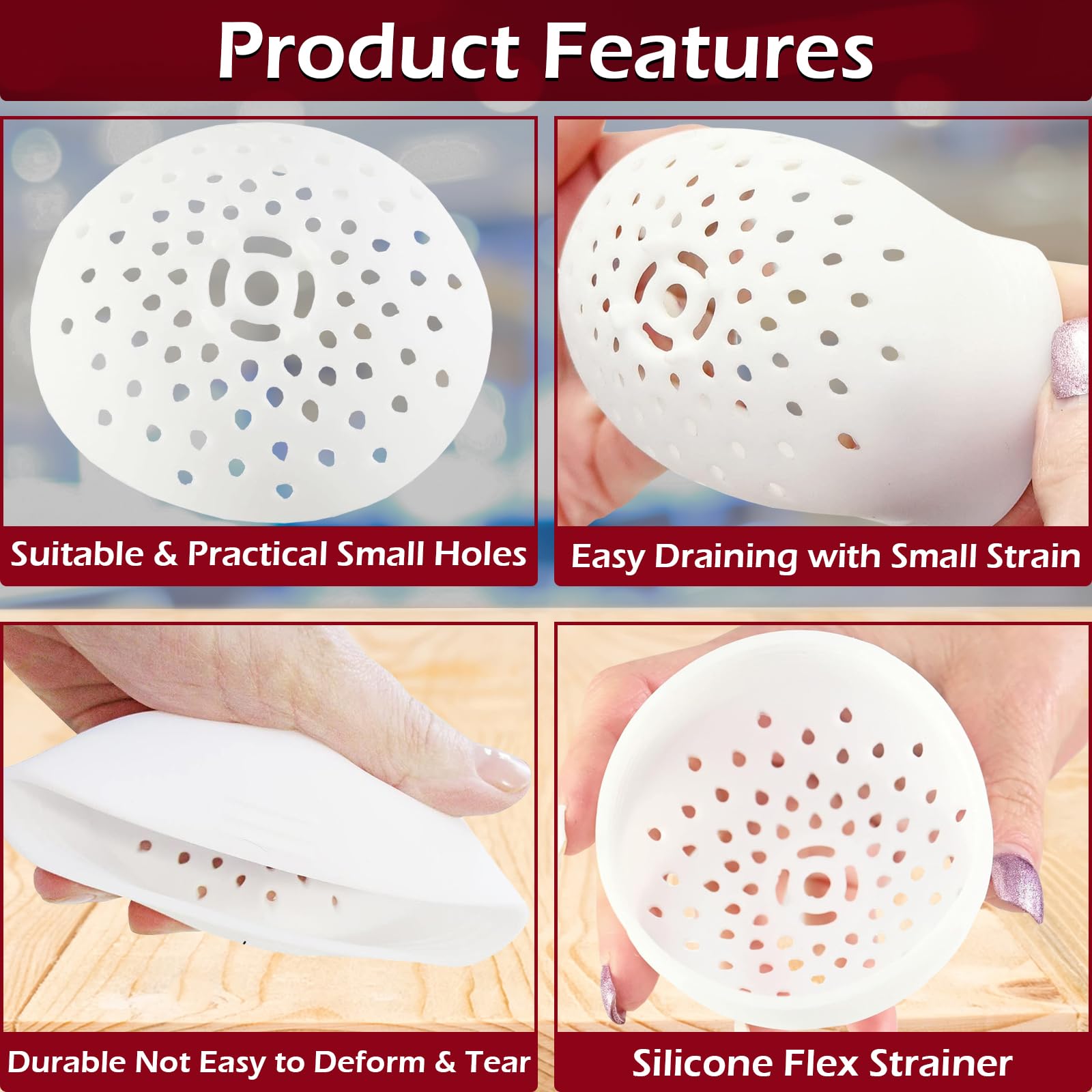 Home-X Flexible Silicone Can Colander Strainer - Universal Can Drainer for Canned Fruits, Beans, Vegetables (Fits All Can Sizes) - Durable Kitchen Tool for Draining, Washing & Food Prep - Perfect for Camping, Picnics & Home Cooking
