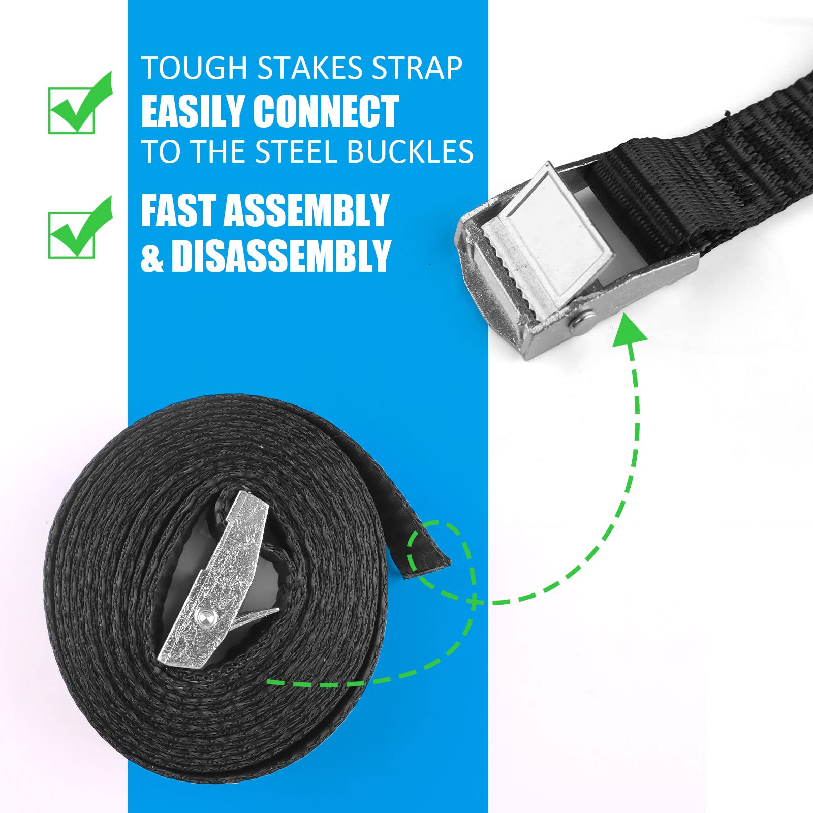 Heavy Duty Galvanized Steel Trampoline Anchors Kit - 15.8 Inch Ground Stakes for 10ft,12ft,14ft,15ft Trampolines - Windproof Safety Accessories for Outdoor Backyard Play & Storm Protection