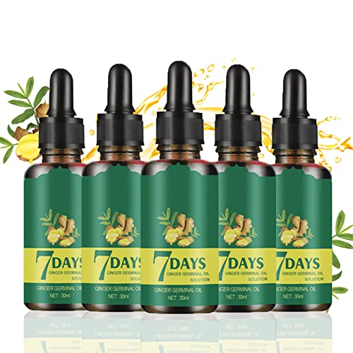 Hocossy 5-Piece Hair Growth Serum Set with Ginger Oil - Scalp Treatment for Hair Loss & Thinning - Promotes Thicker, Healthier Hair for Men & Women - Perfect for Daily Hair Care & Regrowth Routine