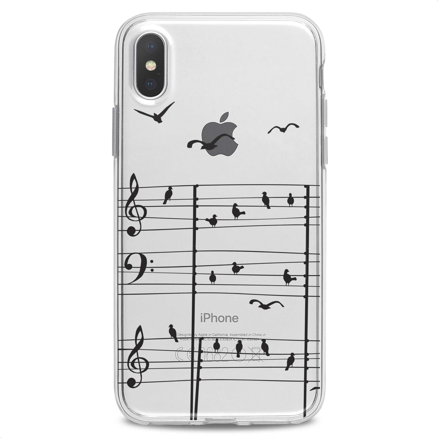 Premium TPU Phone Case for iPhone 16/15/14/13/12/11 Pro Max/Plus/Mini/XS/XR/X/8+/7/6/5/SE - Slim Flexible Silicone Cover with Cute Birds & Music Note Art Print - Perfect for Kids, Girls & Musicians - Shockproof Protection for Daily Use, School & Outdoor Activities