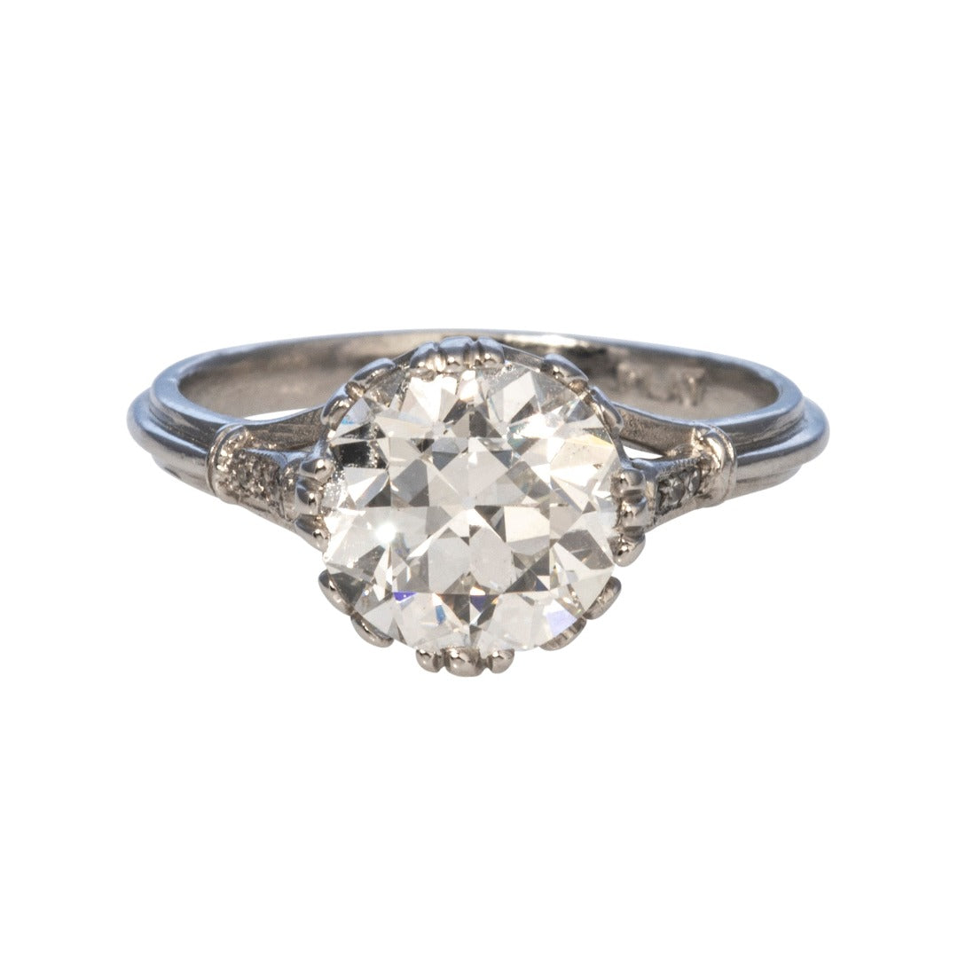 2.34ct Vintage Transitional Cut Diamond Platinum Engagement Ring for Women - Timeless Bridal Jewelry & Proposal Gift for Her