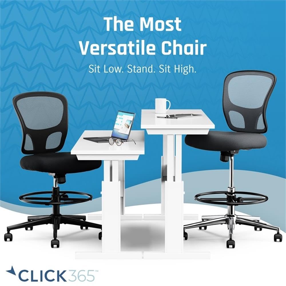 Ergonomic Mesh Office Chair with Lumbar Support - Adjustable Mid Back Task Chair with Extra Padded Seat (Black) - Perfect for Home Office, Gaming & Workspace Comfort