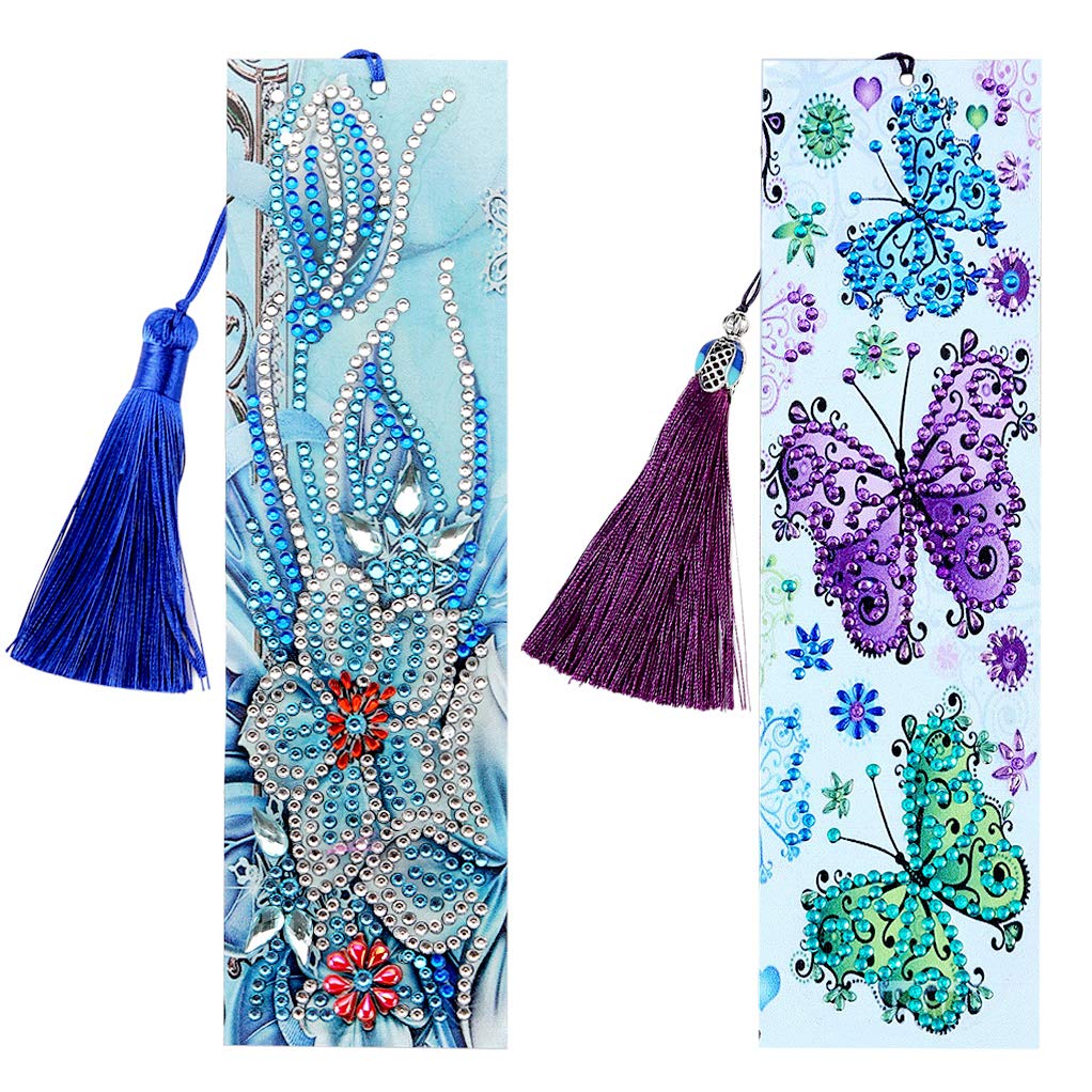 2-Pack DIY Diamond & Painting Bookmarks with Tassel - Handmade Bookmark Set for Readers - Perfect Christmas, Thanksgiving, Birthday Gifts for Book Lovers - Great for Reading, Journaling & Book Club Gifts