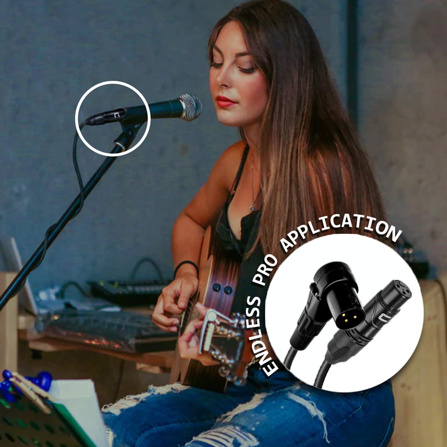 Premium Balanced XLR Cable Right Angle Male to Straight Female - 1ft Purple - Professional 3-Pin Microphone Connector for Powered Speakers, Audio Interfaces & Mixers - Perfect for Live Performances, Studio Recording & DJ Setups