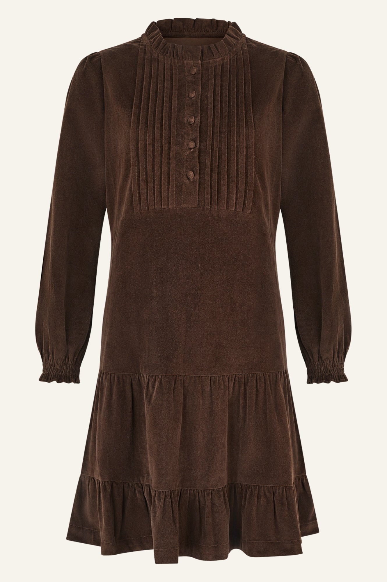 Stema Women's Short Corduroy Dress in Chocolate Brown | Casual Fall Outfit for Coffee Dates & Autumn Walks