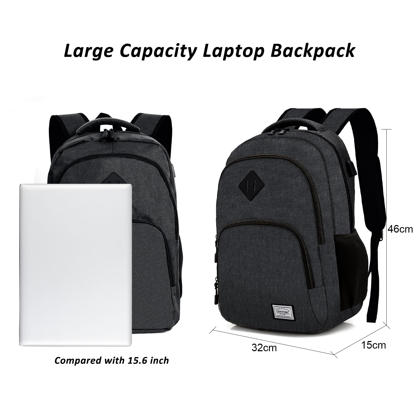 Travel Laptop Backpack for Men & Women - Lightweight Carry On Backpack with USB Charging Port, Durable Computer Work & School Bag for Daily Commute, Business Trips & College