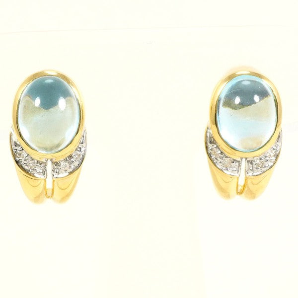 18K Yellow Gold Blue Topaz Diamond Stud Earrings for Women - Elegant Gift for Anniversary, Birthday & Special Occasions