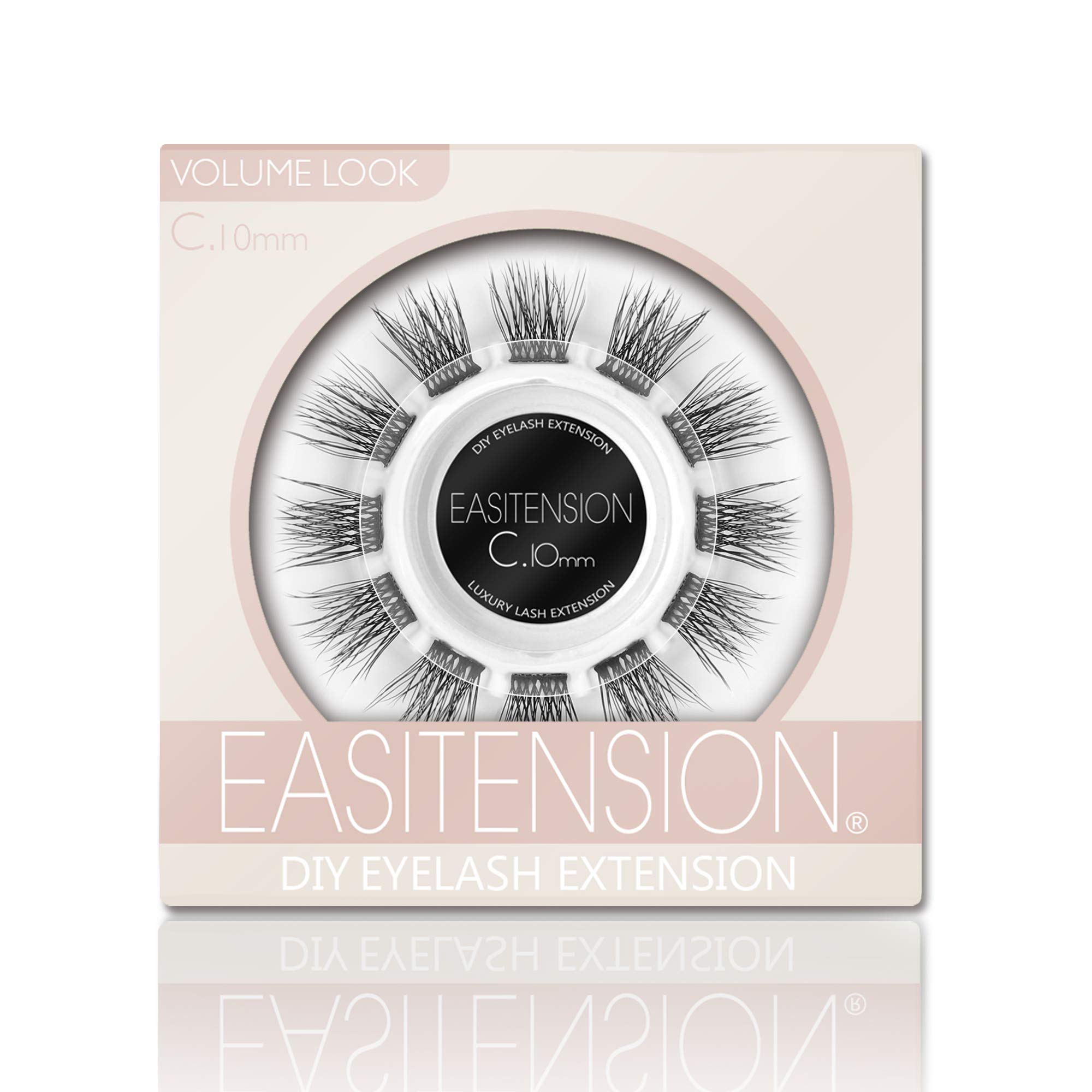 3D Effect DIY Eyelash Extension Kit - 12 Clusters Volume Lashes with Glue (C Curl, 10MM) for Natural & Glamorous Look - Perfect for Home Use, Parties & Special Occasions