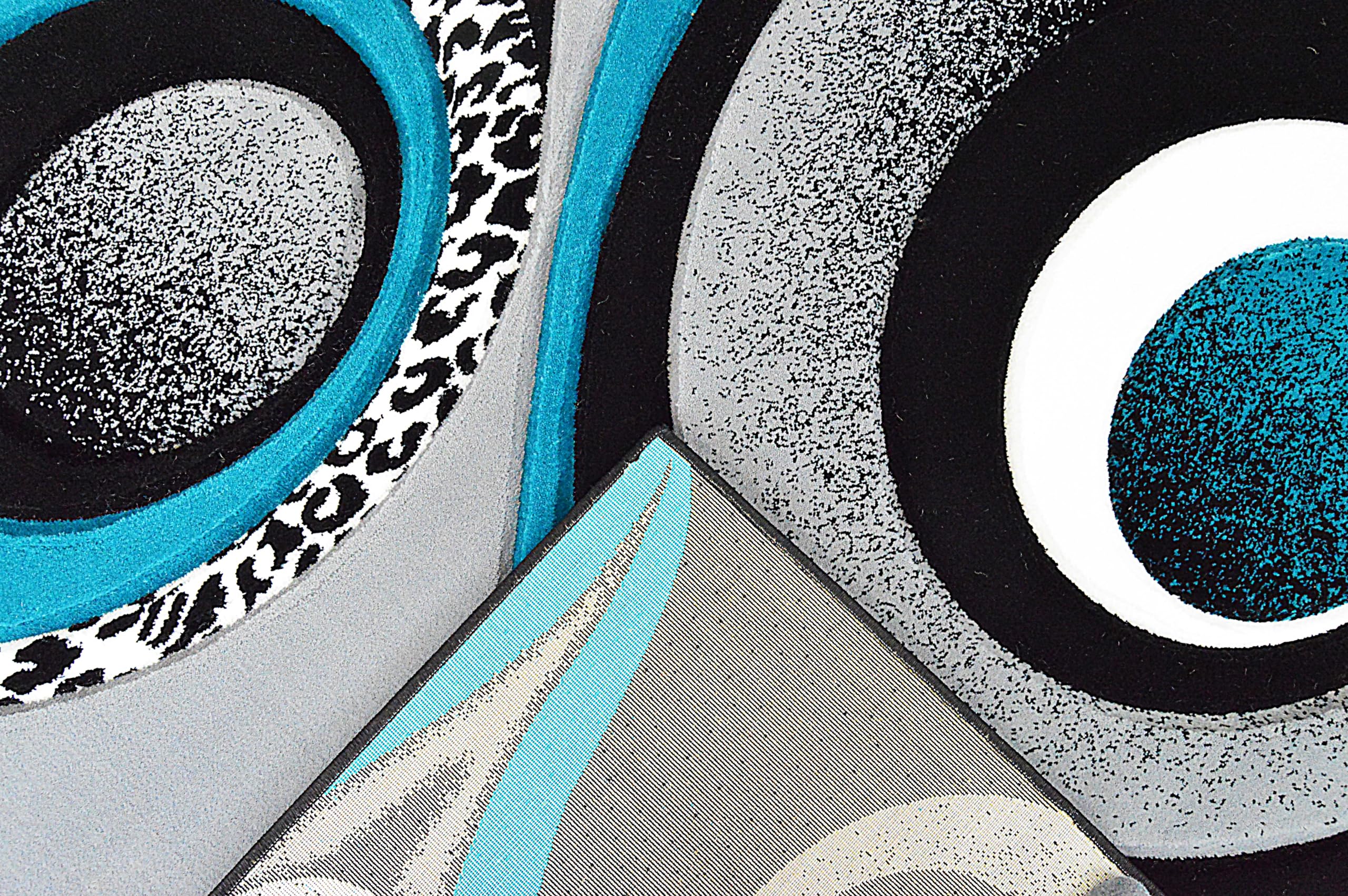 Abstract Modern Area Rug 8x10 ft - Contemporary Large Premium Thick Carpet in Turquoise (1504) - Perfect for Living Room, Bedroom & Home Decor