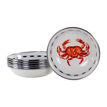 Premium Enamel Crab House Tasting Dish Set of 6 - 4.25 Inch Durable Seafood Appetizer Plates for Crab Boils, Oyster Bars & Seafood Restaurants