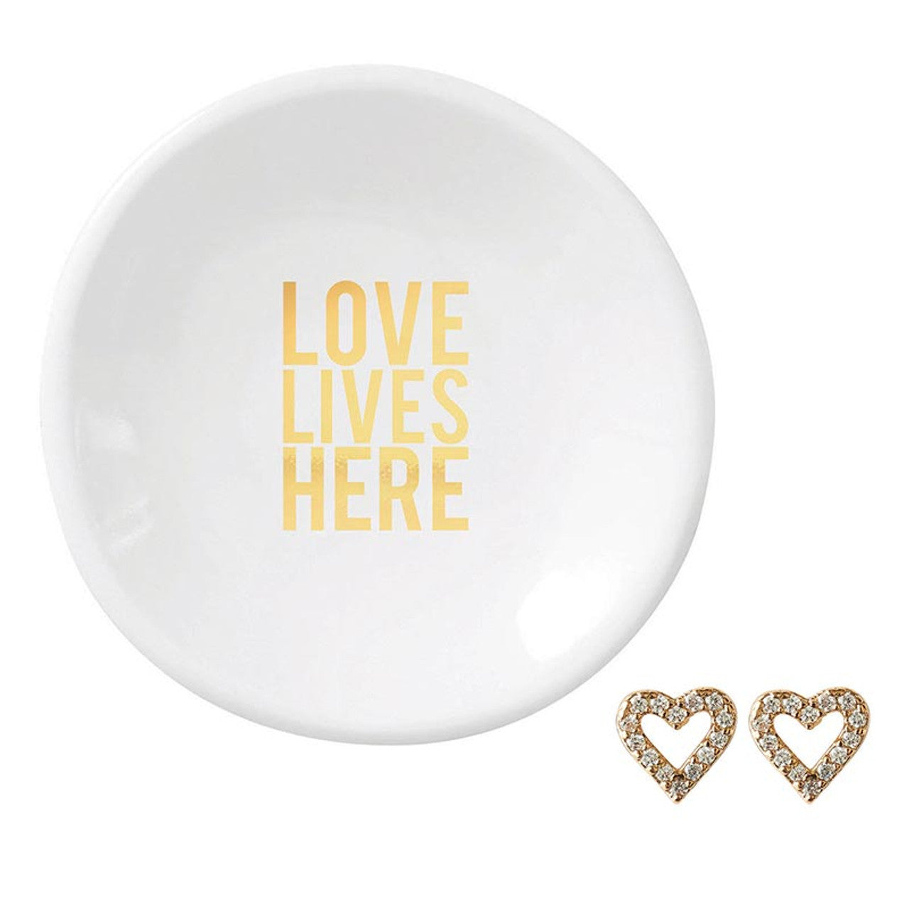 Love Lives Here Earrings & Tray Set - Romantic Jewelry Gift for Her - Perfect for Valentine's Day, Anniversary & Home Decor