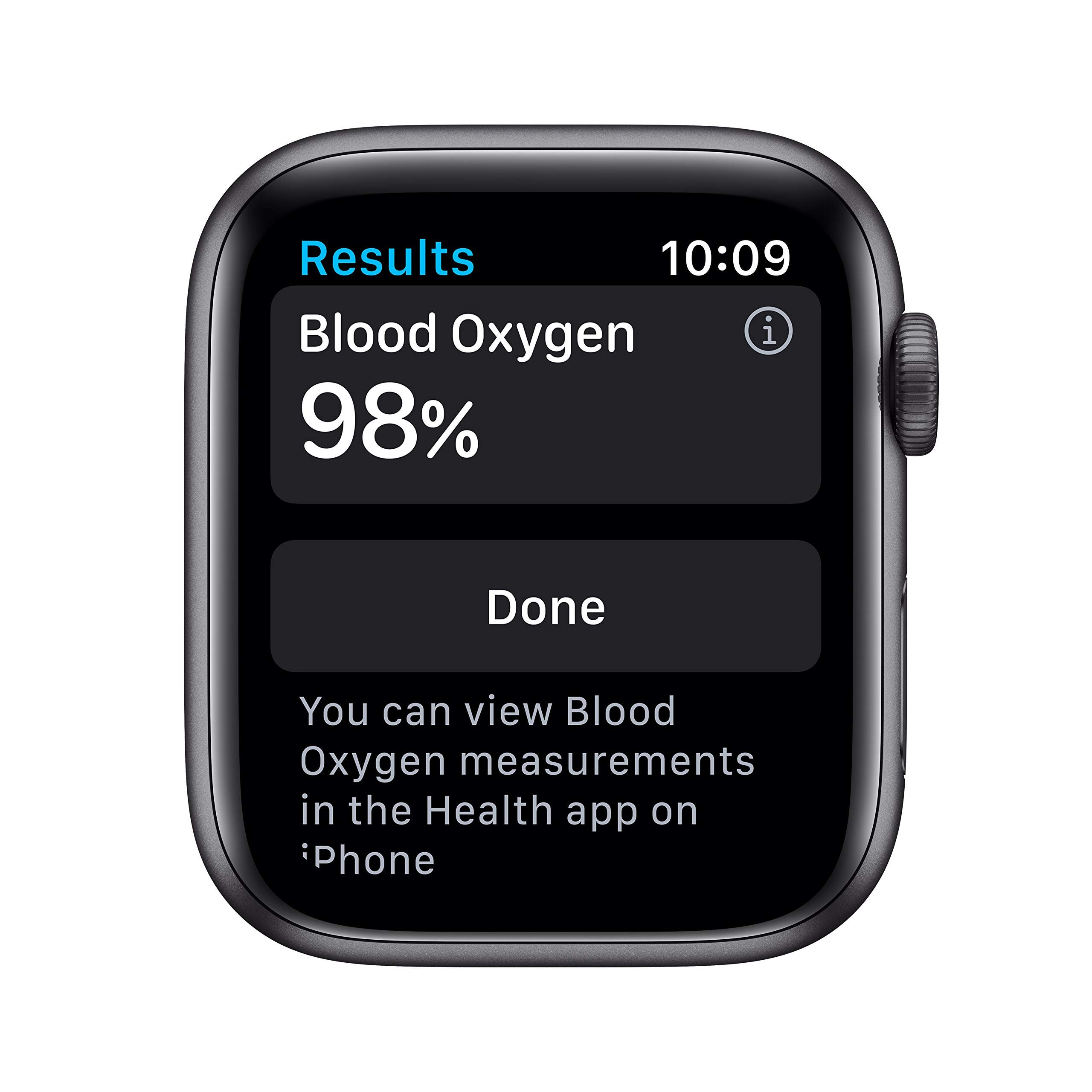 Apple Watch Series 6 GPS 44mm - Space Gray Aluminum Case with Black Sport Band (Renewed) | Smart Fitness Tracker with Heart Rate Monitor, Water Resistant for Swimming, Running & Workouts