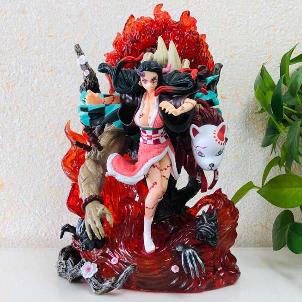 Demon Slayer Kamado Nezuko GK Double Headed Action Figure - 33cm Anime Collectible Statue PVC Eco-Friendly Material | Perfect for Anime Fans, Home Decor & Birthday Gifts