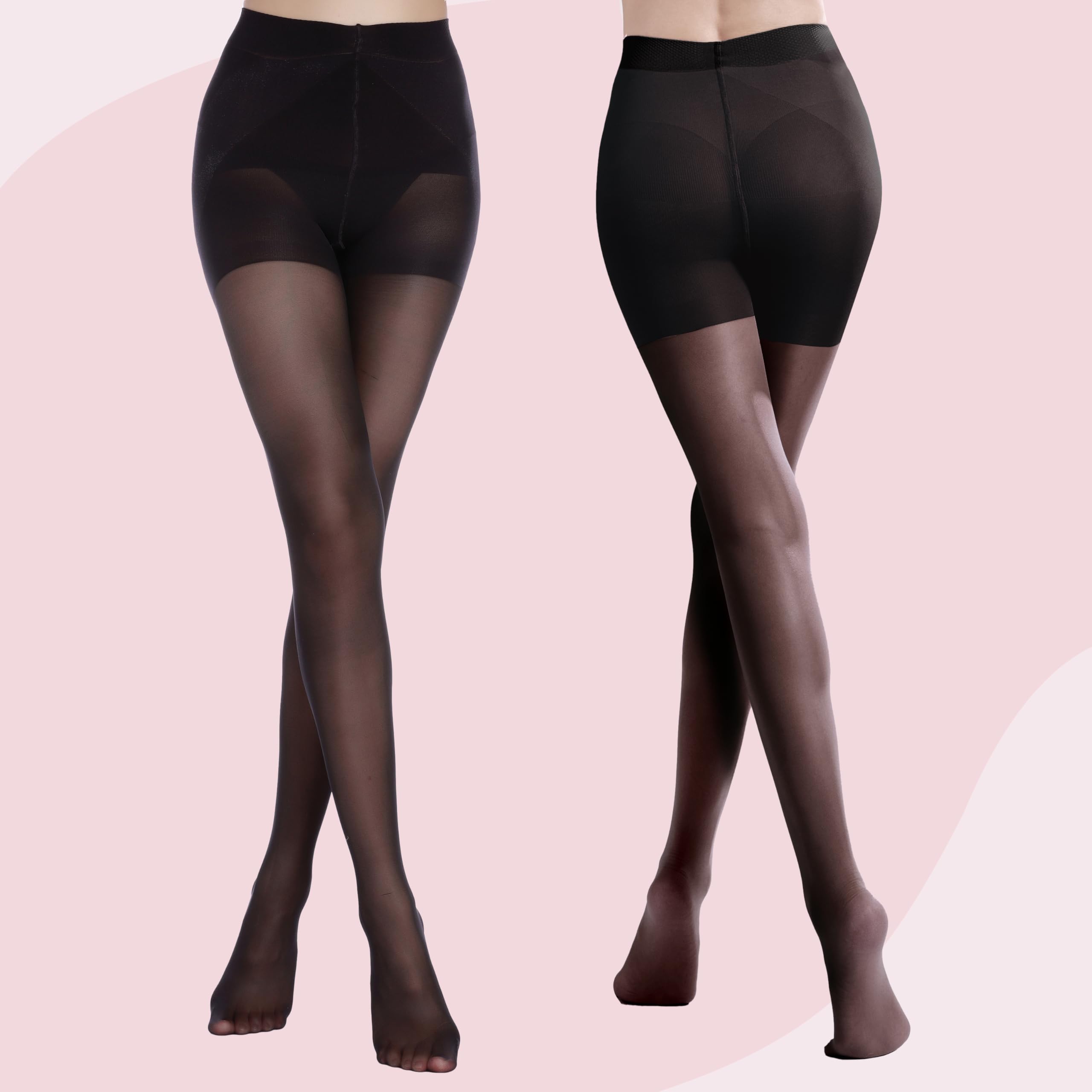 Weziarer Women's 40D Sheer Tights - High Waist Pantyhose with Tummy Control & Top Support Stockings for Everyday Wear, Office & Special Occasions
