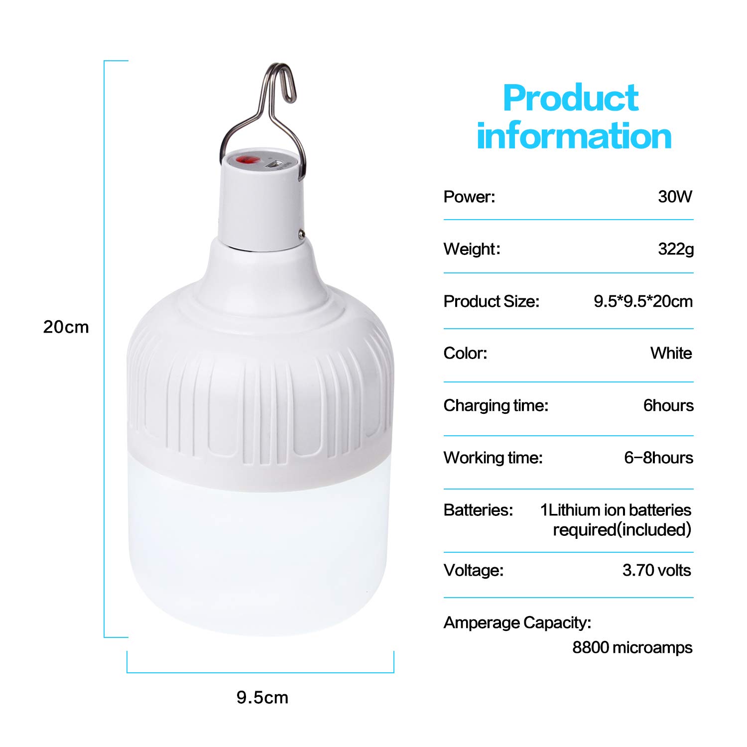 LETOUR 60W USB Rechargeable Camping Lantern - 4800 Lumen LED Portable Light with 5 Dimmable Modes | Waterproof Tent Light for Camping, Hiking, Emergency, Patio, Garden, BBQ & Outdoor Adventures