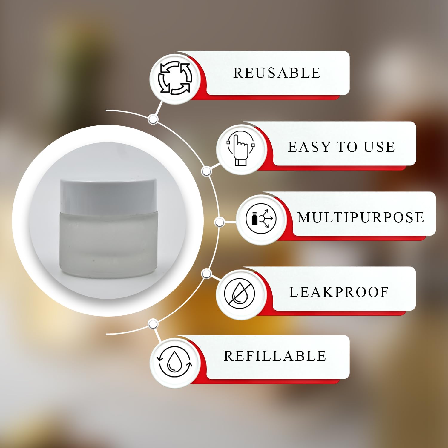 10g Clear Frosted Round Empty Glass Cosmetic Jars with White Cap & Inner Lids - Perfect for Creams, Balms, Face Scrubs & Body Lotions | Ideal for DIY Skincare, Travel Containers & Gift Packaging (Pack of 3)
