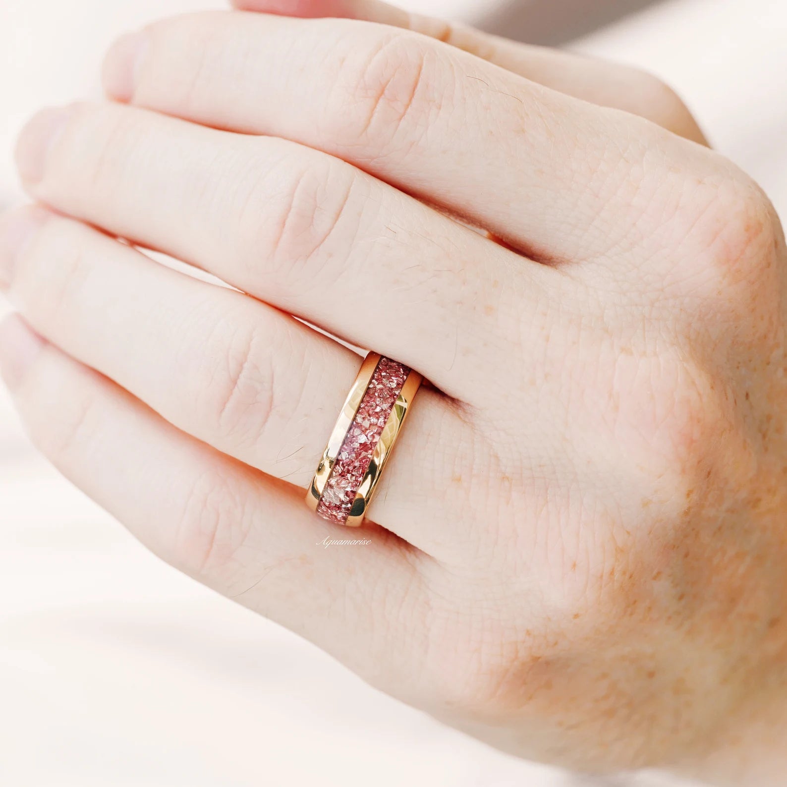 Celtic Hexagon Morganite Couples Ring - Elegant Wedding Band for Her & Him, Promise & Anniversary Jewelry Gift - Perfect for Engagements, Valentine's Day & Romantic Occasions