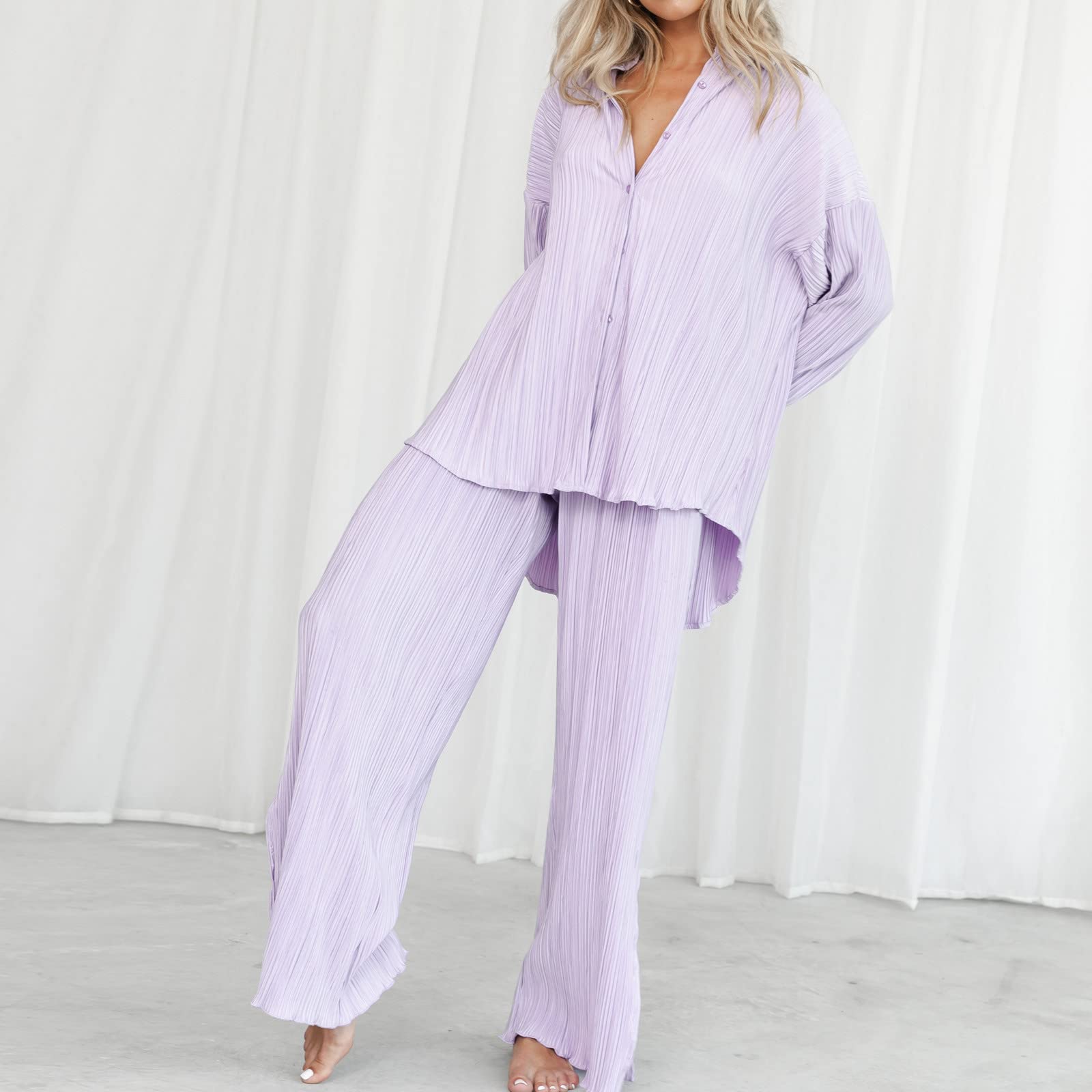 Women's 2-Piece Linen Shorts Set - Casual Summer Outfit for Plus Size | Sexy Purple Tracksuit for Birthday & Beach Wear | Comfortable Lounge & Vacation Outfits