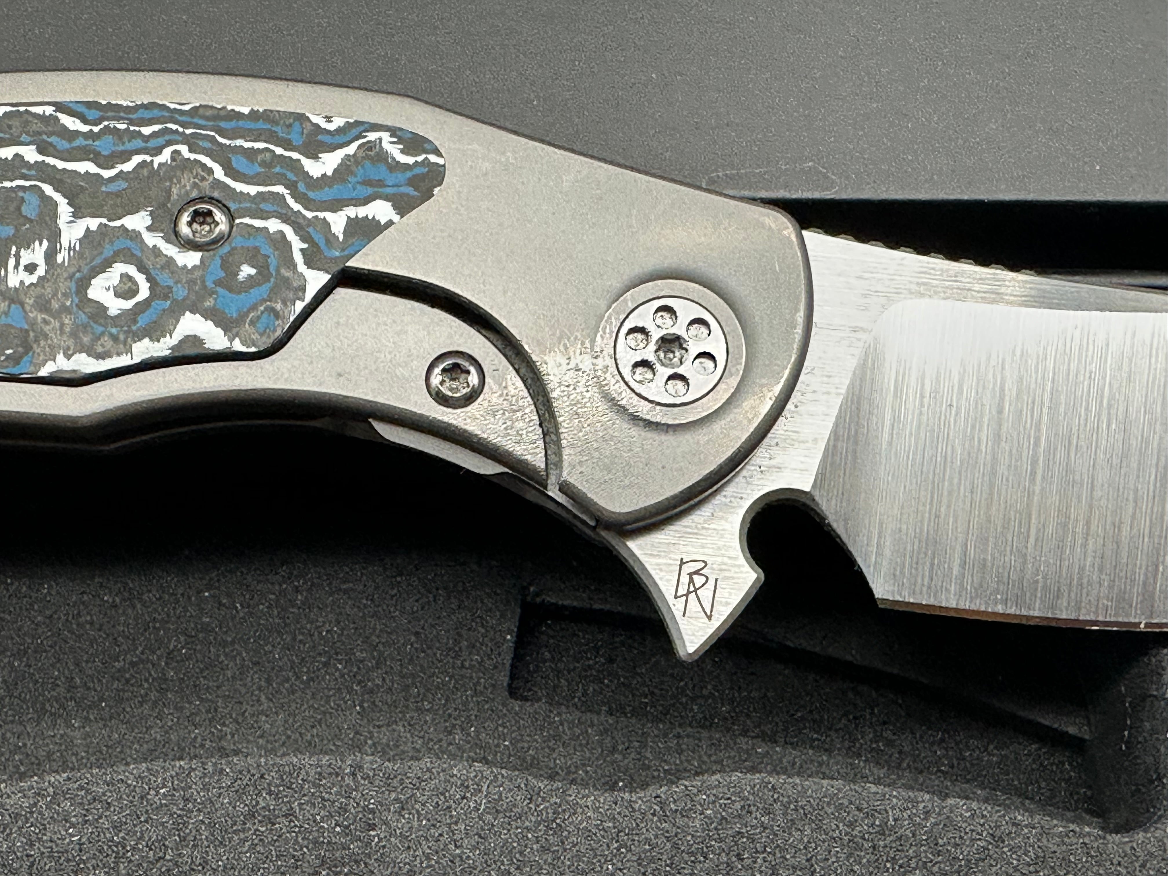 Sharp By Design Mini Chicane Titanium Folding Knife - Frost Fat Carbon Handle & Magnacut Blade - EDC Pocket Knife for Outdoor, Camping & Everyday Carry