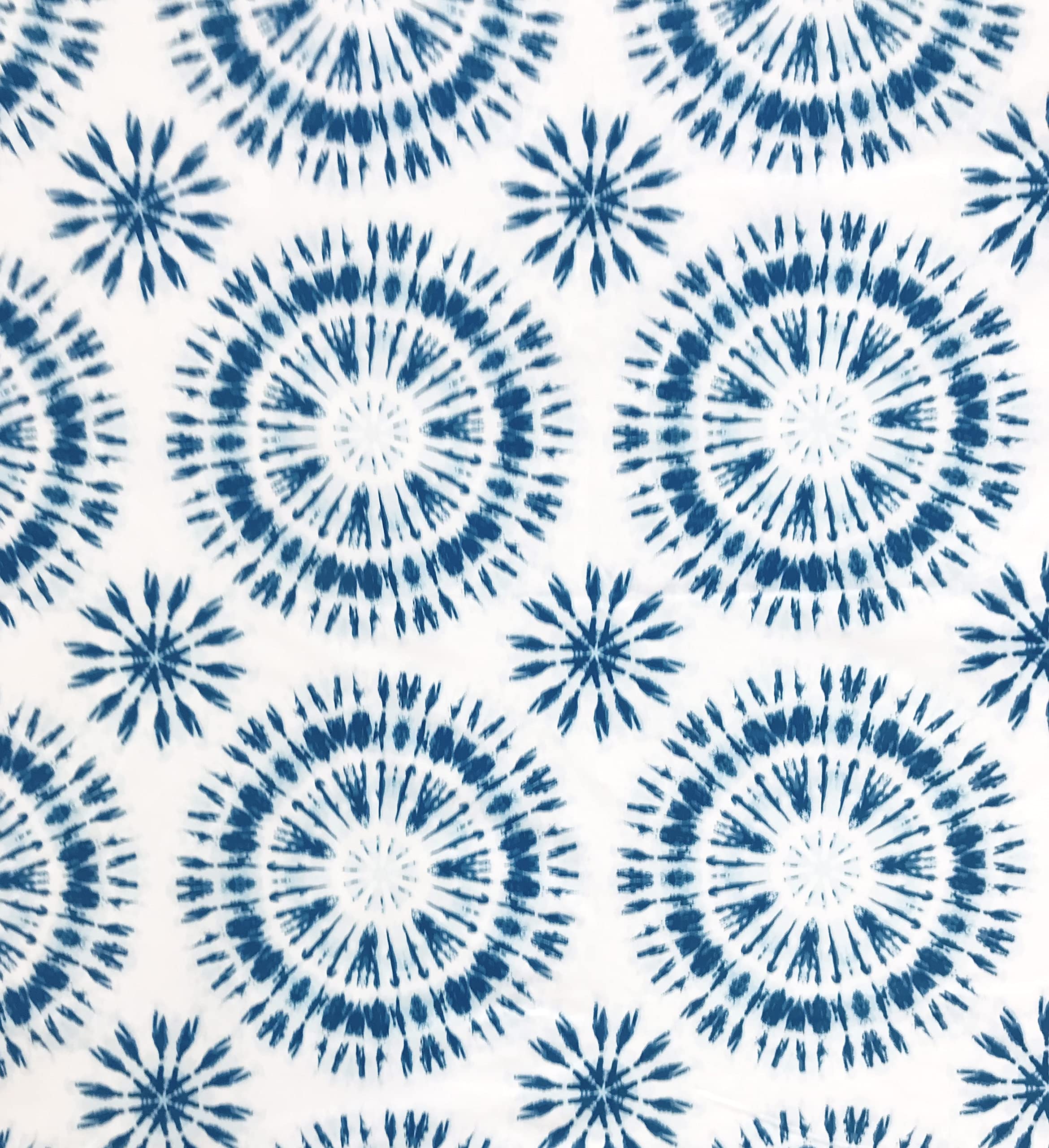 Tie Dye Blue Flannel Back Vinyl Tablecloth - Waterproof & Wrinkle-Resistant 52x52 Inch Table Cover for Outdoor Picnics, BBQs, Parties, Home Kitchen & Office Use - Easy to Clean & Durable
