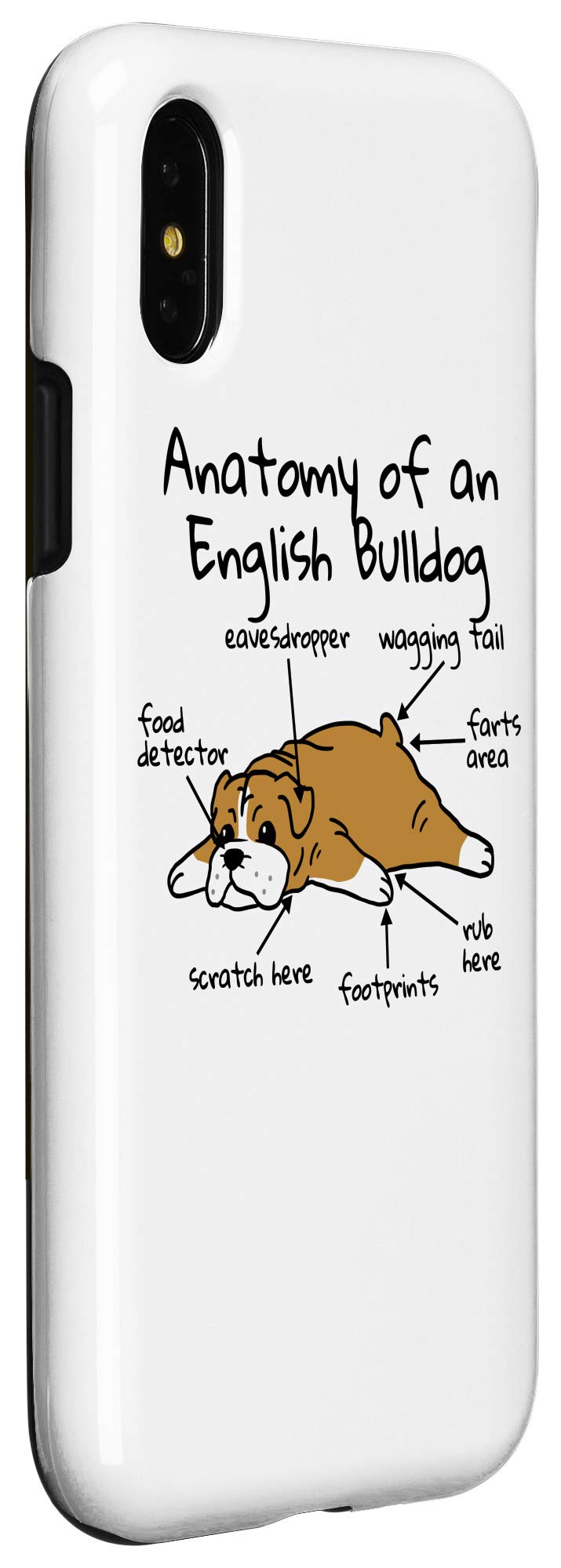 iPhone X/XS English Bulldog Anatomy Design Phone Case - Durable Protective Cover for Daily Use, Work & Travel