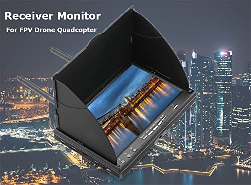 5.8GHz 40CH FPV Receiver Monitor with 7 Inch LCD Screen for Drone Quadcopter - Perfect for FPV Racing, Aerial Photography and Outdoor Flying