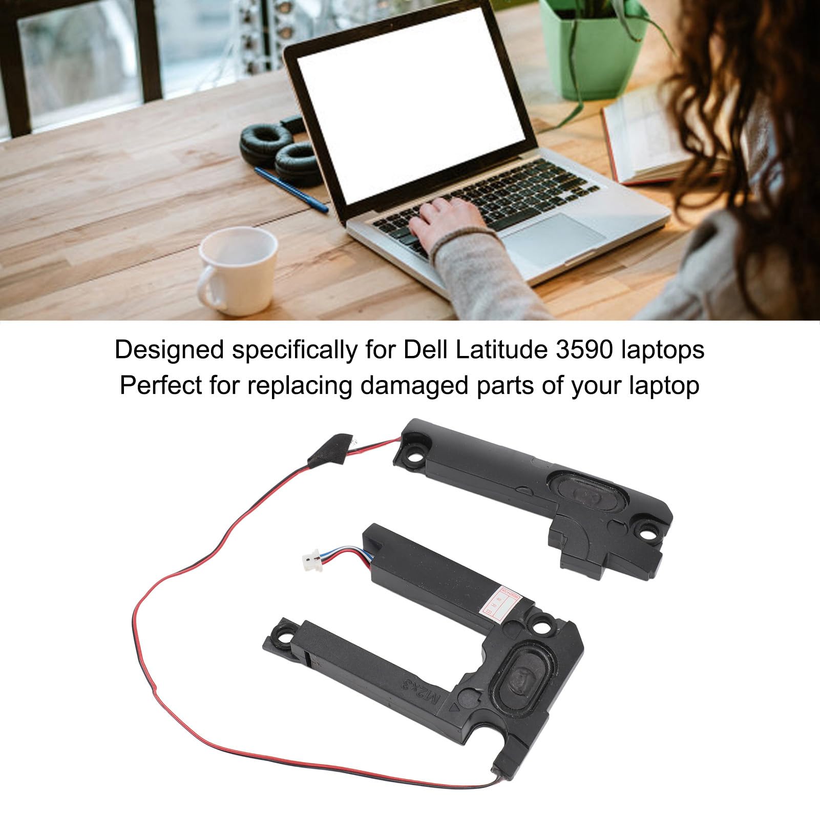 PUSOKEI Laptop Internal Speaker Replacement Set - Left & Right Built-in Speakers for Dell Latitude 3590 Laptops (Black) | Perfect for Audio Repair, DIY Laptop Upgrades & Home Office Use