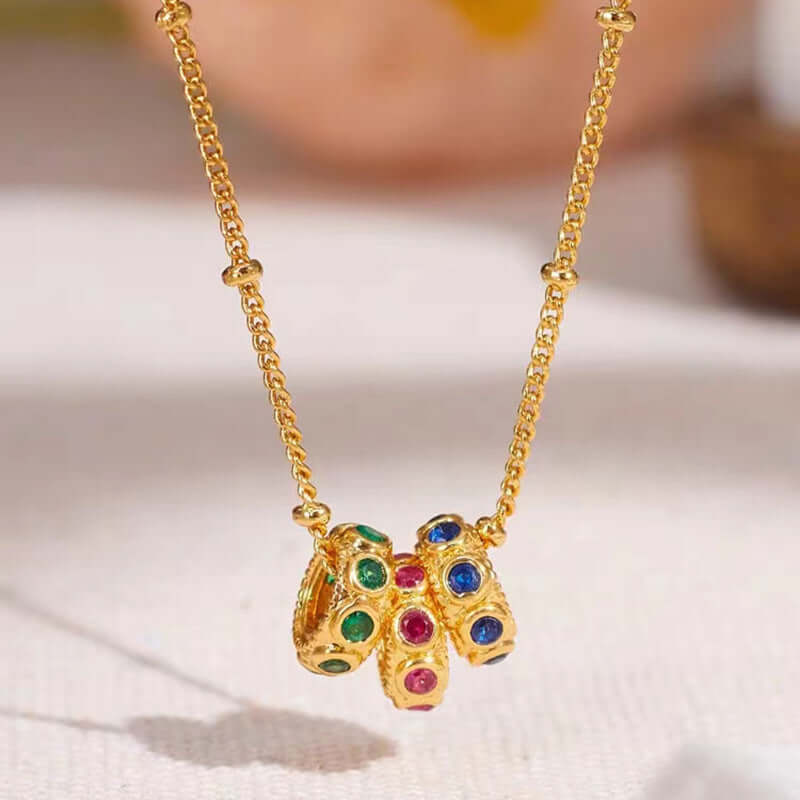 18K Gold Plated Connected Rings Charm Necklace for Women | Elegant Layering Jewelry Gift for Anniversary, Birthday & Valentine's Day | X1411