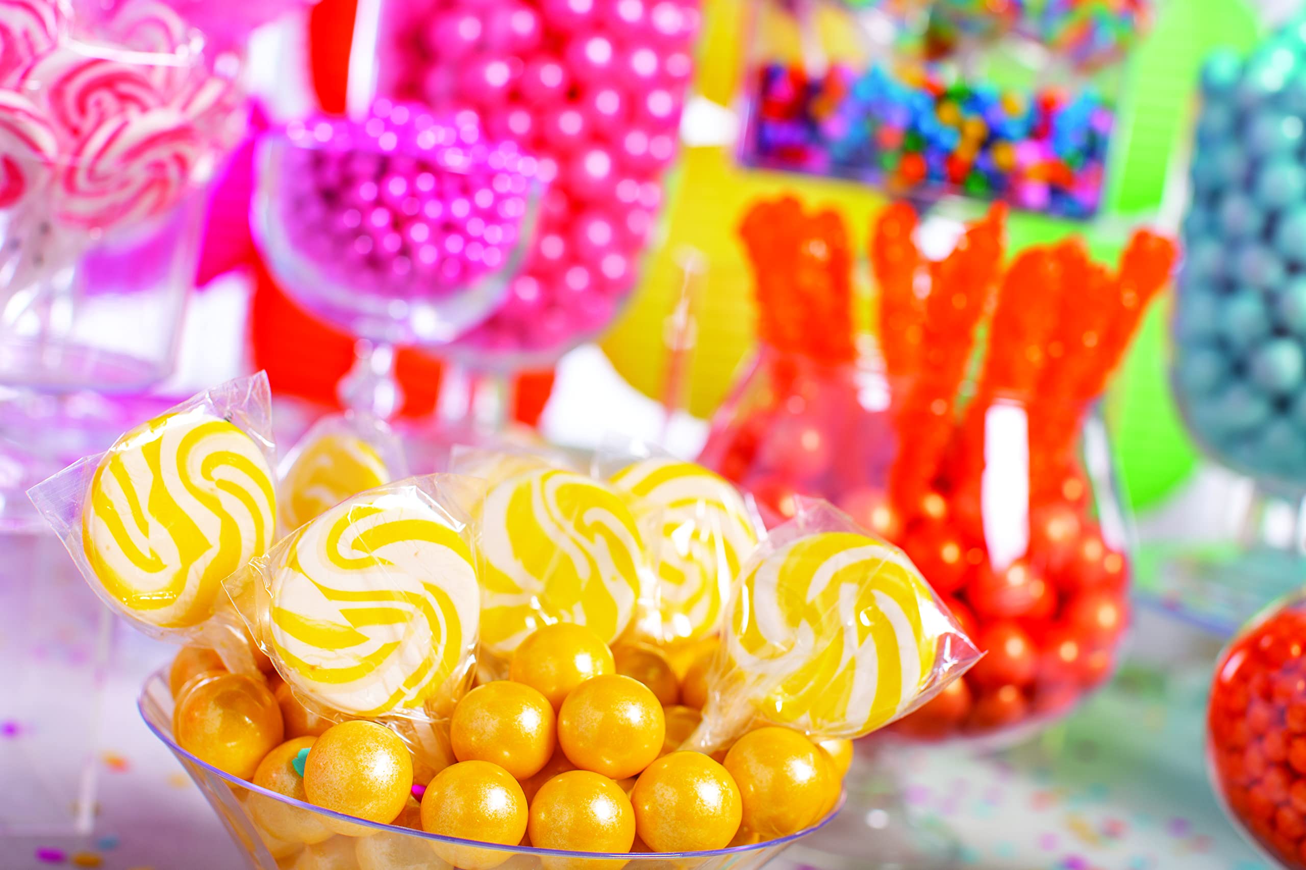 48 Pack Yellow Swirl Lollipops - Individually Wrapped Bulk Candy for Parties, Candy Buffets, Graduation, Wedding Favors & Anniversary Celebrations - Perfect for Birthday Gifts, Baby Showers & Corporate Events