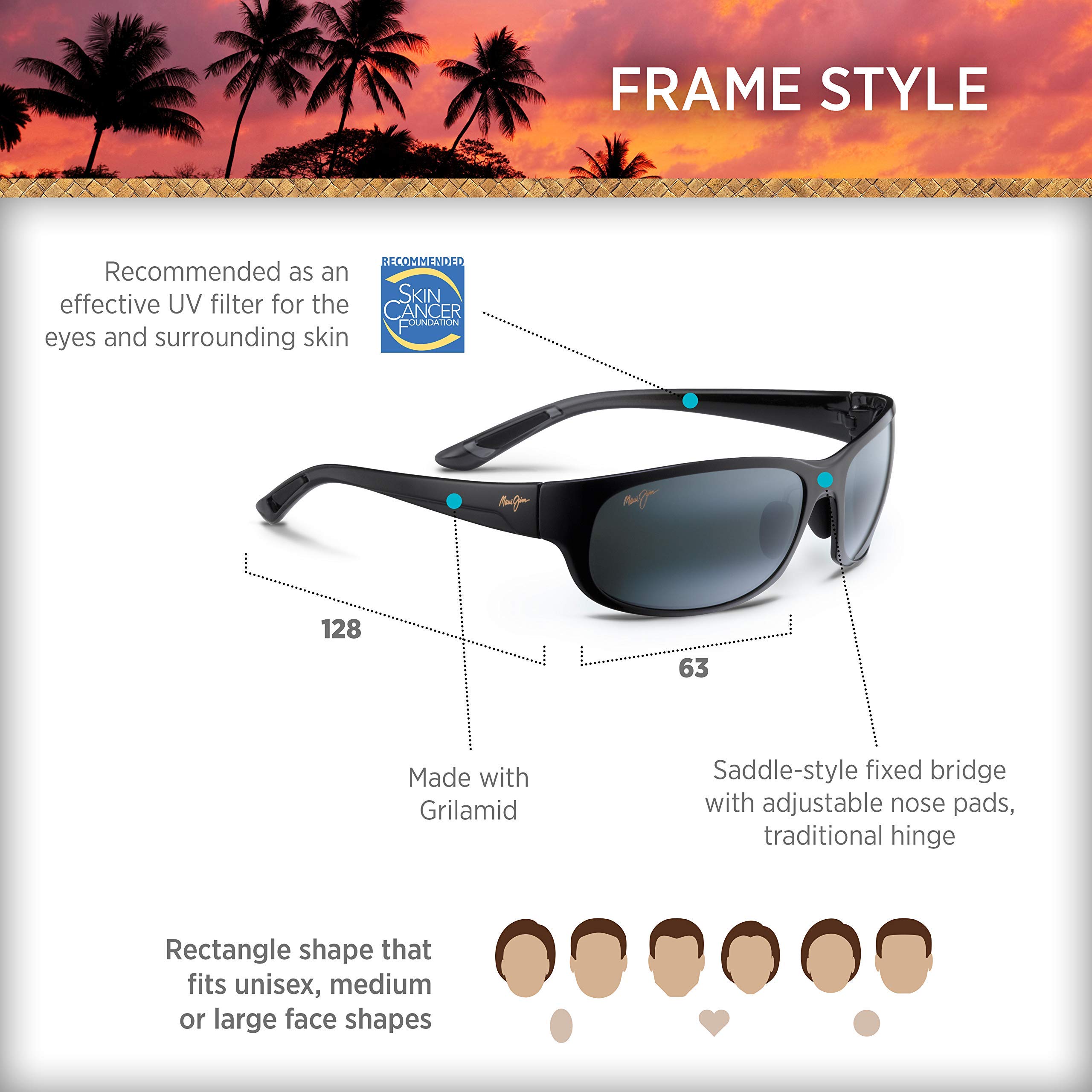 Maui Jim Twin Falls Polarized Wrap Sunglasses for Men & Women - UV Protection, Anti-Glare - Perfect for Driving, Hiking & Outdoor Activities