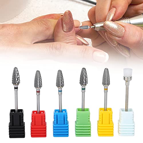 6PCS Professional Electric Nail Drill Bit Set - Tungsten Carbide & Diamond Nail Files for Gel, Acrylic & Cuticle Removal - Manicure Pedicure Salon & Home Nail Care Kit