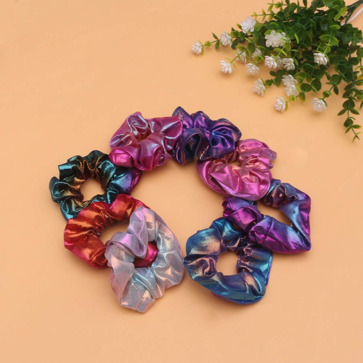 8-Piece Satin Hair Ties Set for Women - Soft Scrunchies, Seamless Elastic Hair Bands, Sparkly Sequins Ponytail Holders & Cow Print Headband - Gentle Hair Accessories for Daily Use, Workouts, and Special Occasions