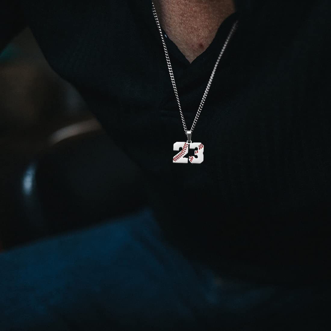 RWQIAN Stainless Steel Baseball Jersey Number Pendant Necklace (0-99) - Customizable Baseball Jewelry Gift for Men, Women, Boys & Girls - Perfect for Baseball Games, Sports Events & Fan Gifts