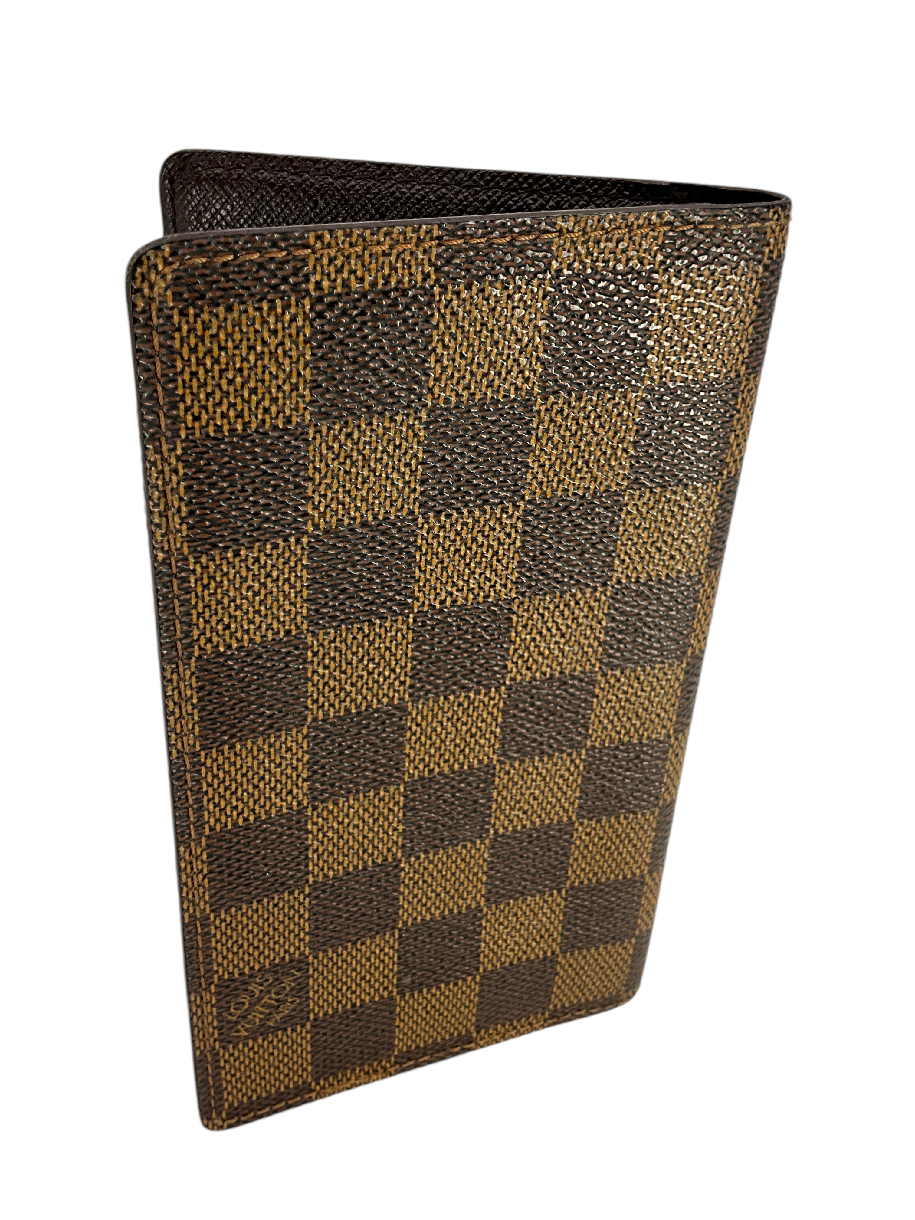 Louis Vuitton Damier Ebene Canvas Bi-Fold Checkbook Wallet - Luxury Leather Card Holder for Men & Women - Perfect for Business, Travel and Everyday Use