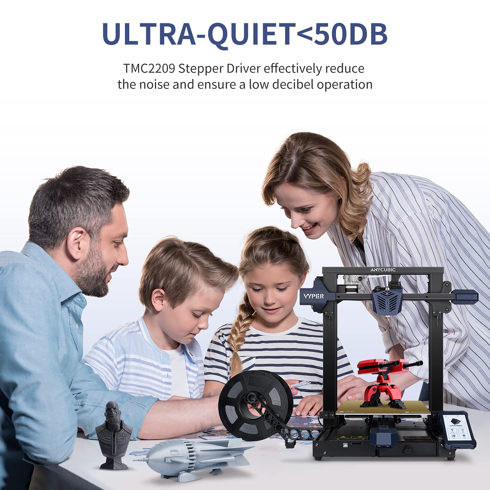 ANYCUBIC Vyper 3D Printer with Auto Leveling & PLA Filament Bundle - Silk Light Gold | Perfect for Home DIY, Prototyping & Educational Projects