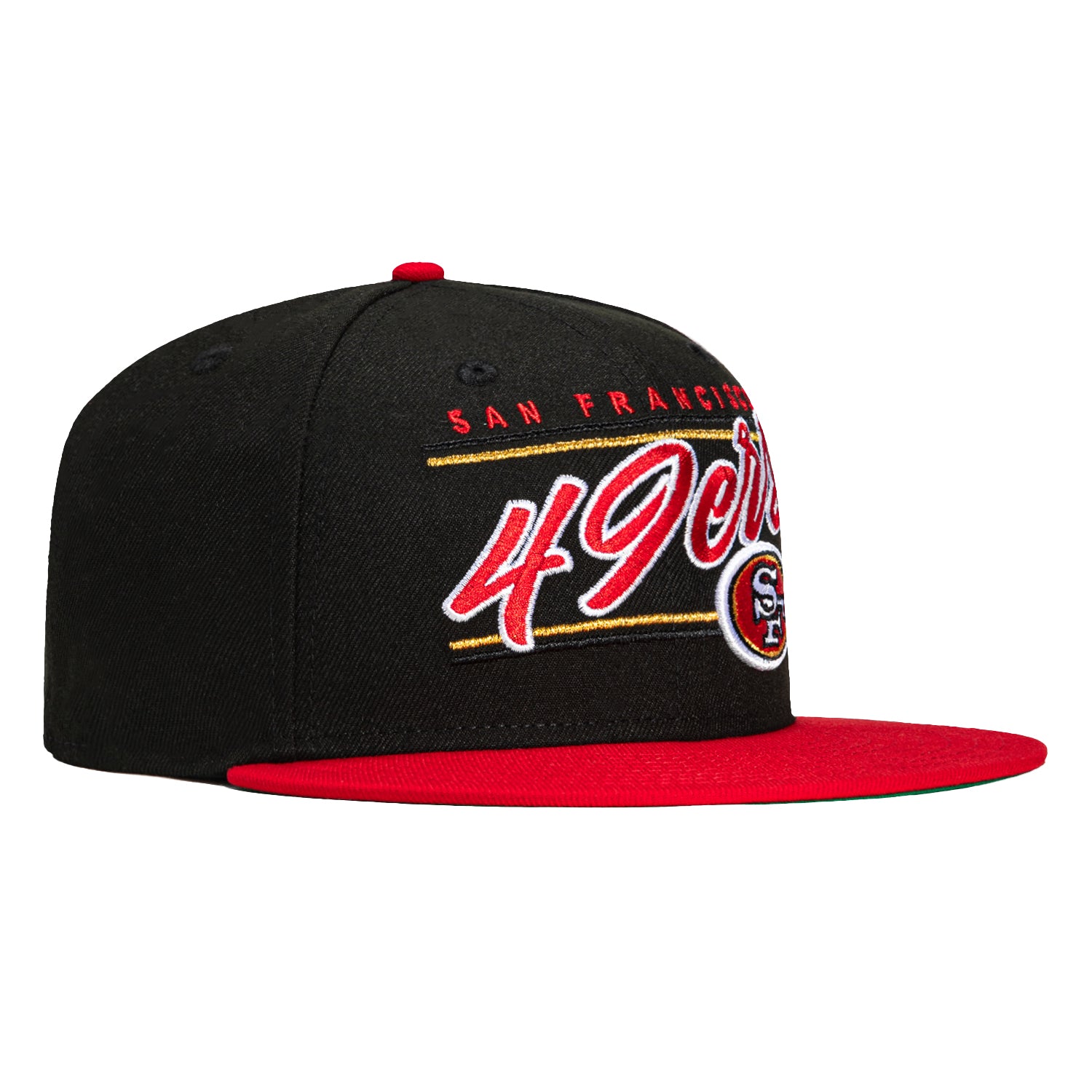 New Era 59Fifty San Francisco 49ers Team Script Snapback Hat - Black & Red NFL Football Cap for Men & Women - Perfect for Game Day, Sports Events & Streetwear Fashion