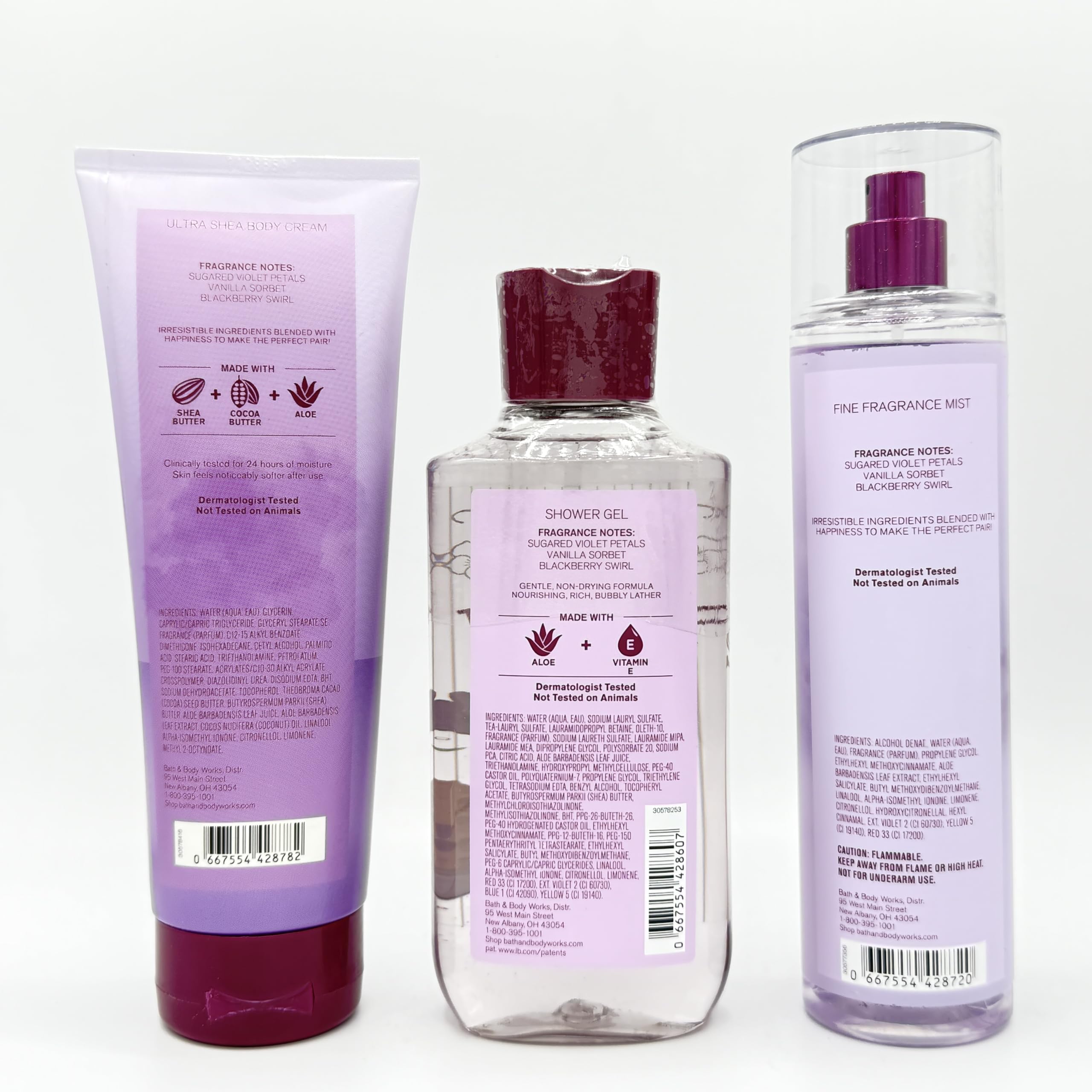 Candied Violet Sorbet 3-Piece Bath & Body Gift Set - Ultra Moisturizing Shea Body Cream, Luxurious Shower Gel & Refreshing Fragrance Mist | Perfect for Spa Day, Self-Care Routine & Romantic Gifts