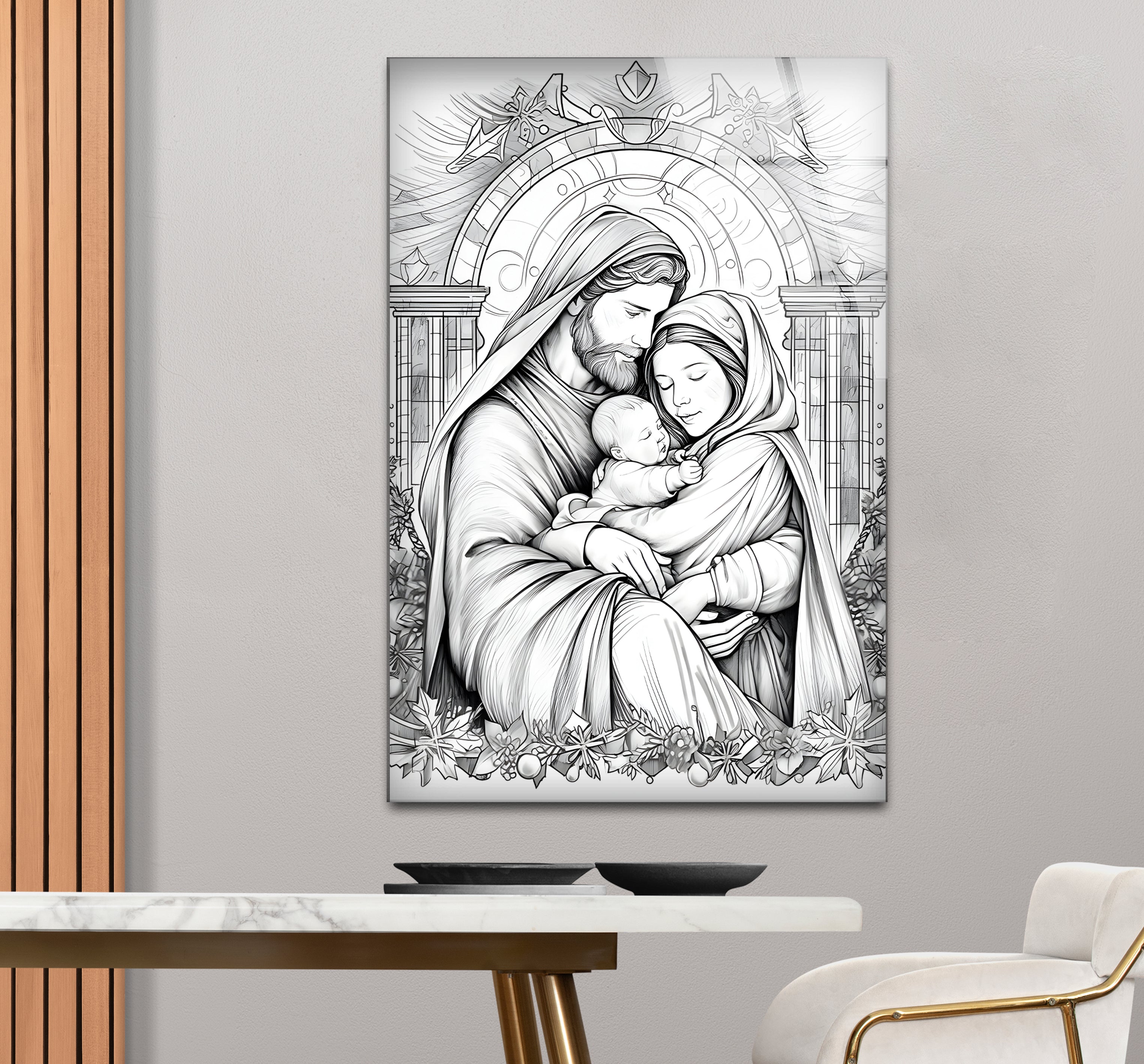 Black & White Christmas Soul Glass Wall Art - Elegant Holiday Home Decor for Living Room, Bedroom & Office - Perfect Gift for Christmas & Winter Season