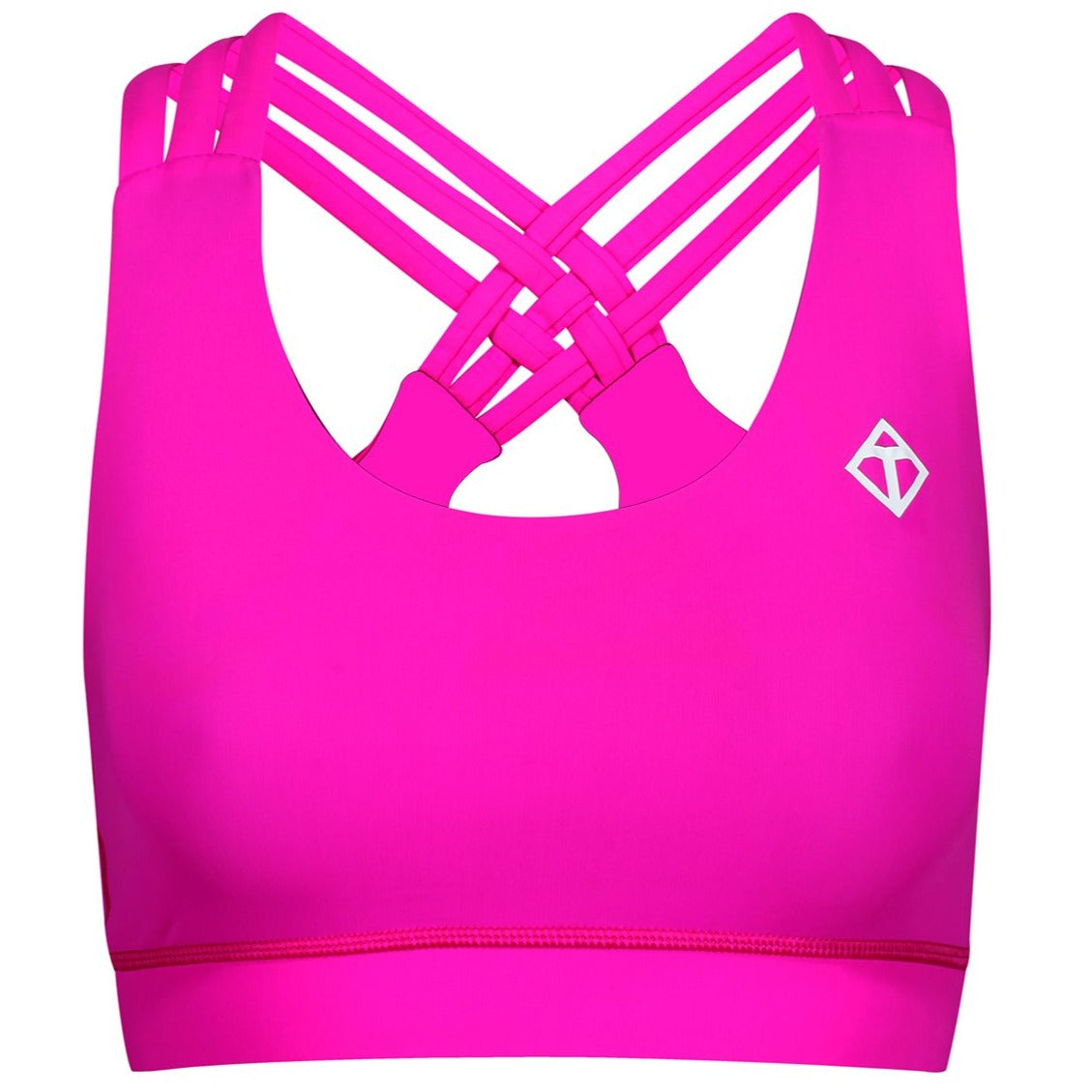 Neon Pink Cross Back Sports Bra for Women - High Support Workout Top for Running, Yoga & Gym - Breathable & Comfortable Activewear