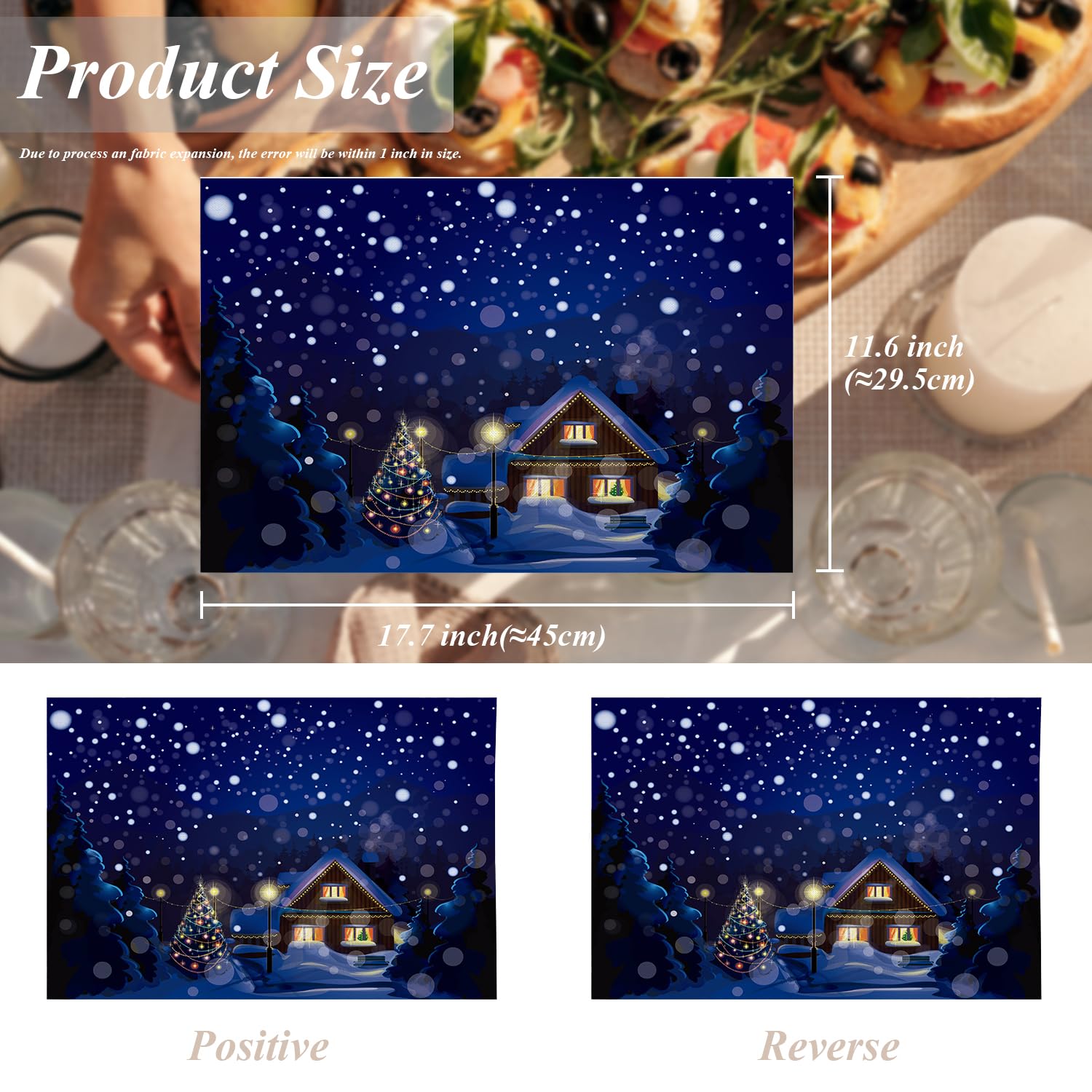 Shrahala Christmas Placemats Set of 4 - 12x18 Inch Winter Wonderland Holiday Table Mats, Washable Linen Burlap Double-Layer Heat Insulation for Dining & Kitchen Tables | Perfect for Christmas Dinner, Holiday Parties & Festive Home Decor