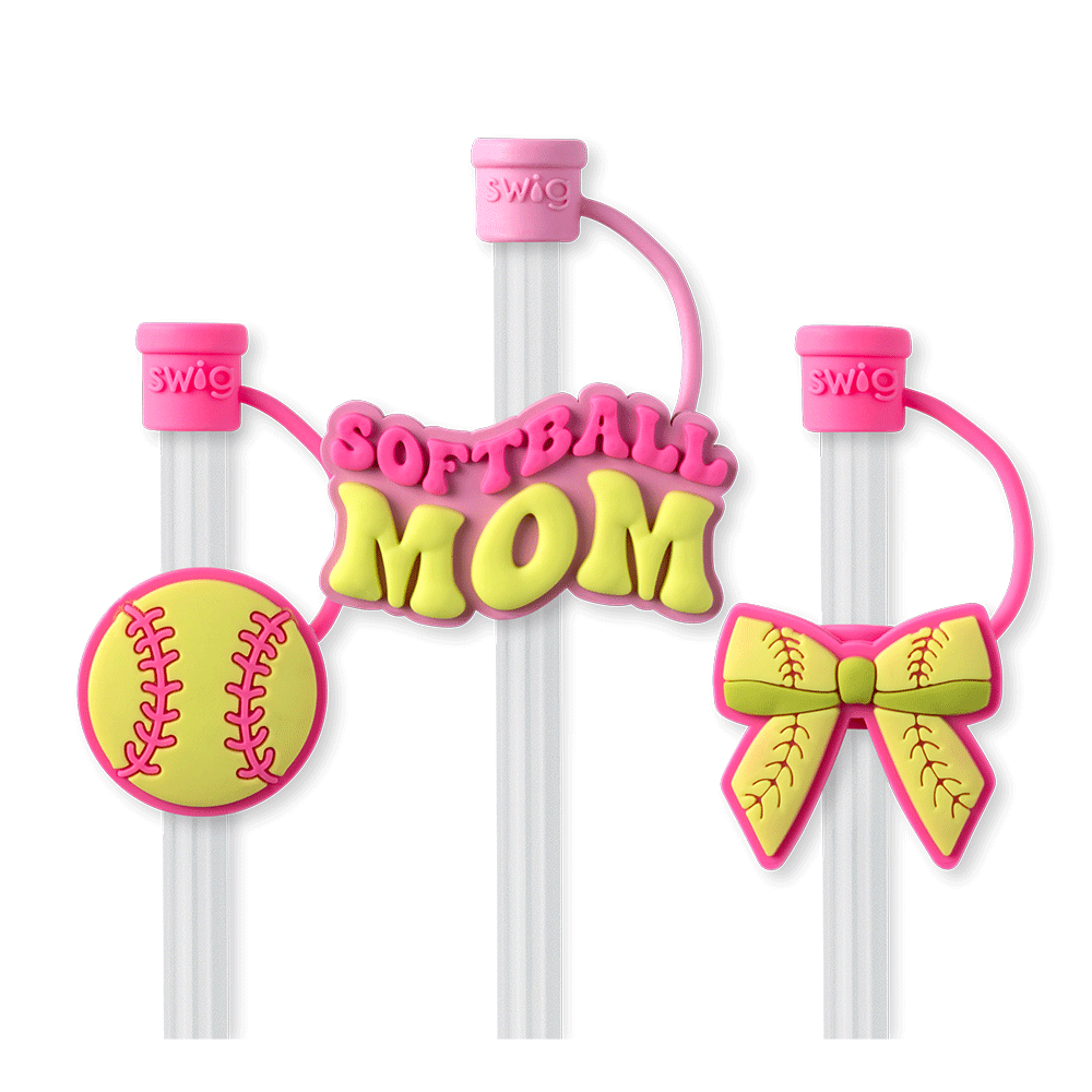 Pitch Hit Run Straw Topper Set - Baseball-Themed Drink Lids for Sports Games, BBQs & Outdoor Parties