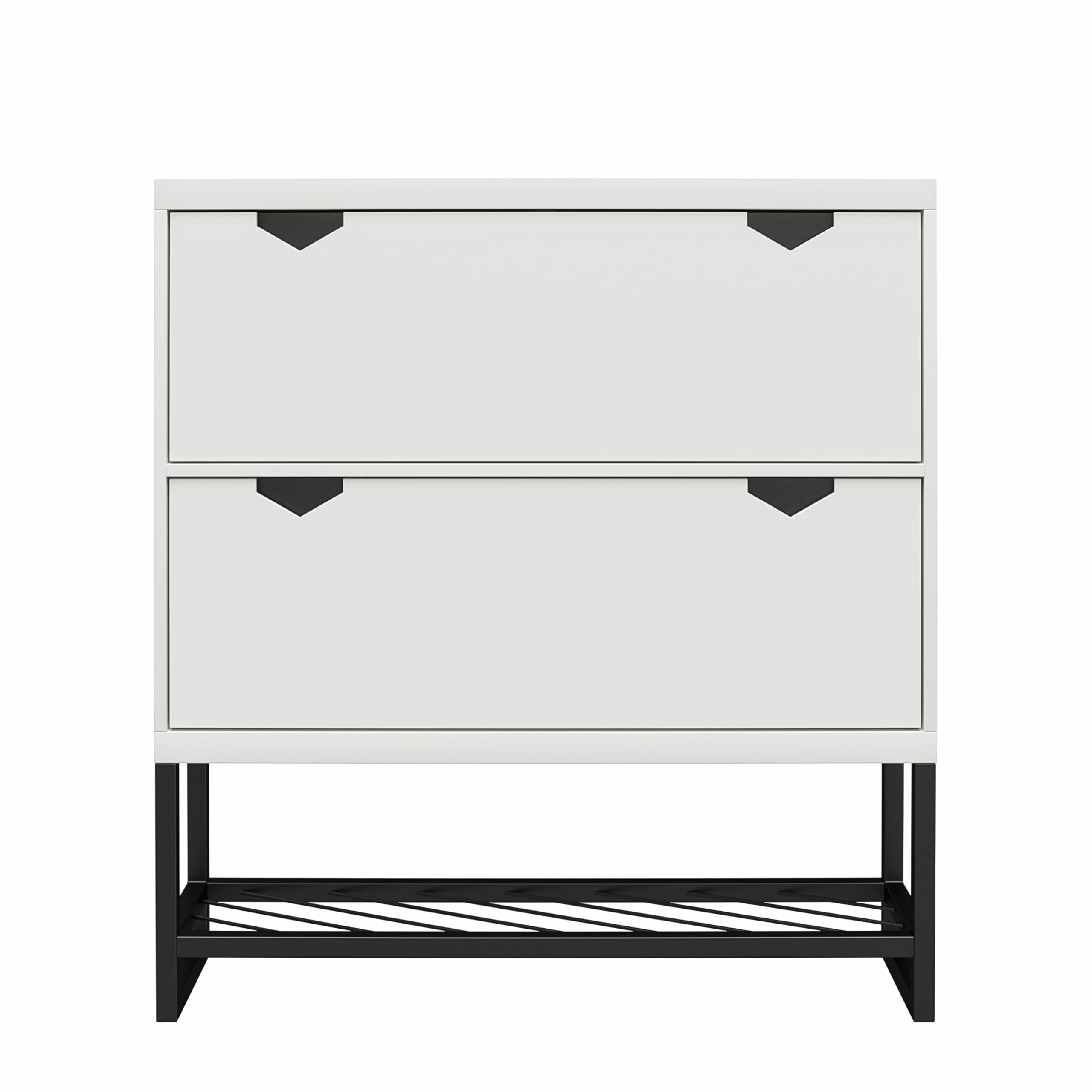 CosmoLiving by Cosmopolitan Brielle White Entryway Shoe Storage Cabinet - Organize Shoes, Boots & Accessories for Hallway, Mudroom & Closet