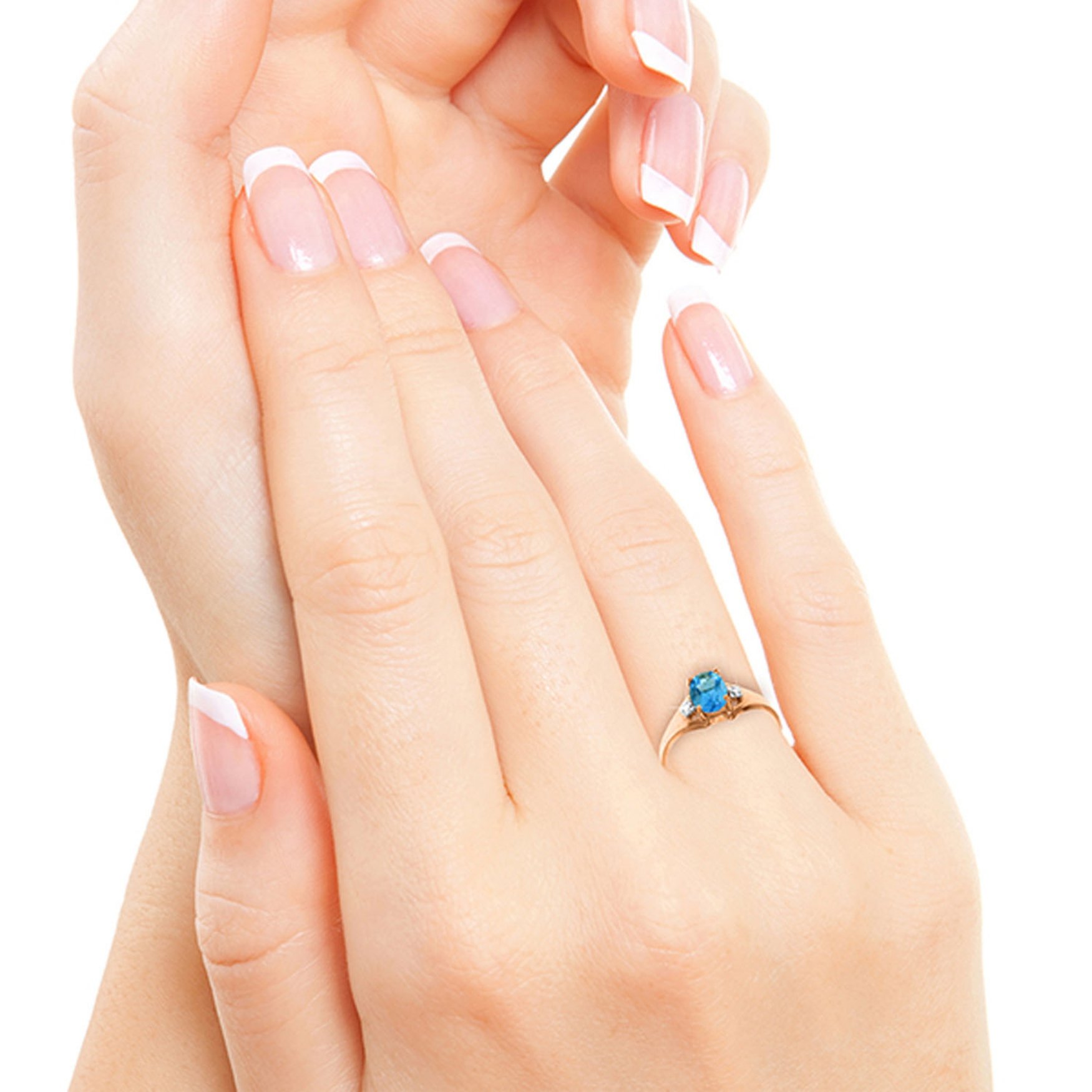 14K Yellow, White & Rose Gold Ring with Natural Diamonds & Blue Topaz - Elegant Galaxy Gold GG Jewelry for Weddings, Anniversaries & Special Occasions