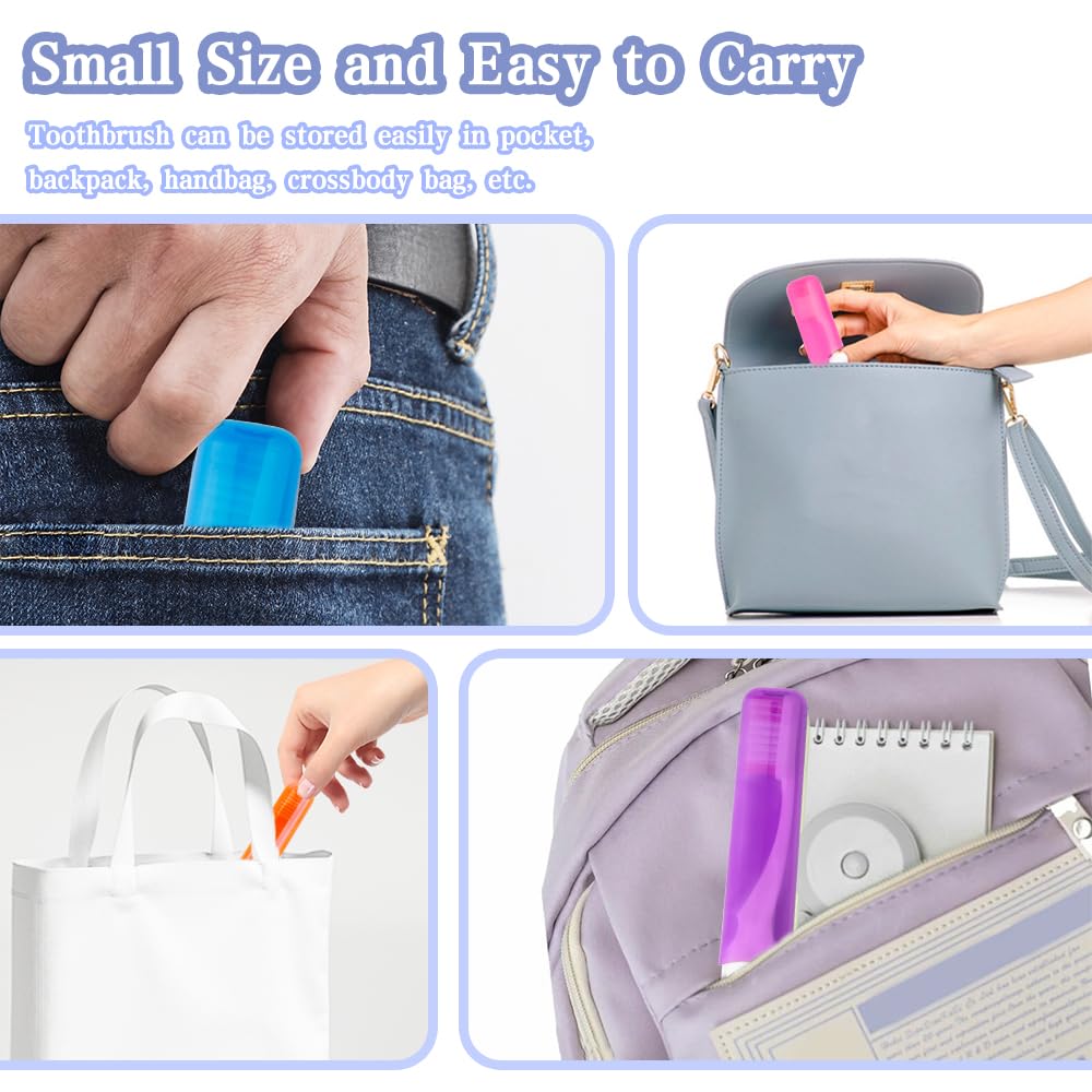 3PCS Travel Toothbrush Set - Mini Soft Bristles Portable Toothbrush with Cover, Folding Compact Design for Camping, Hiking, Home & On-The-Go Use | Individually Wrapped for Hygiene